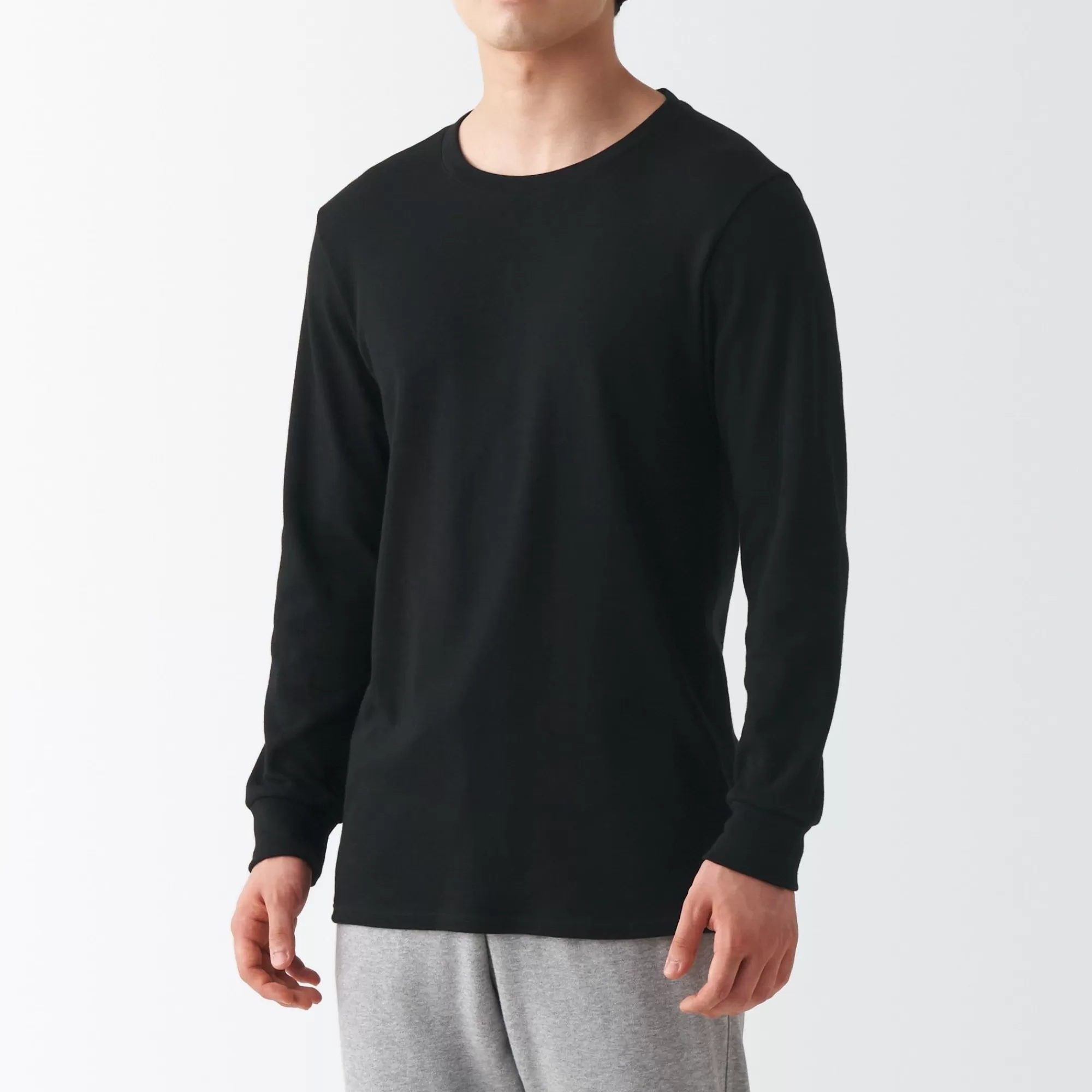 MUJI Men'S Warm Crew Neck Long Sleeve T-Shirt Best Sale