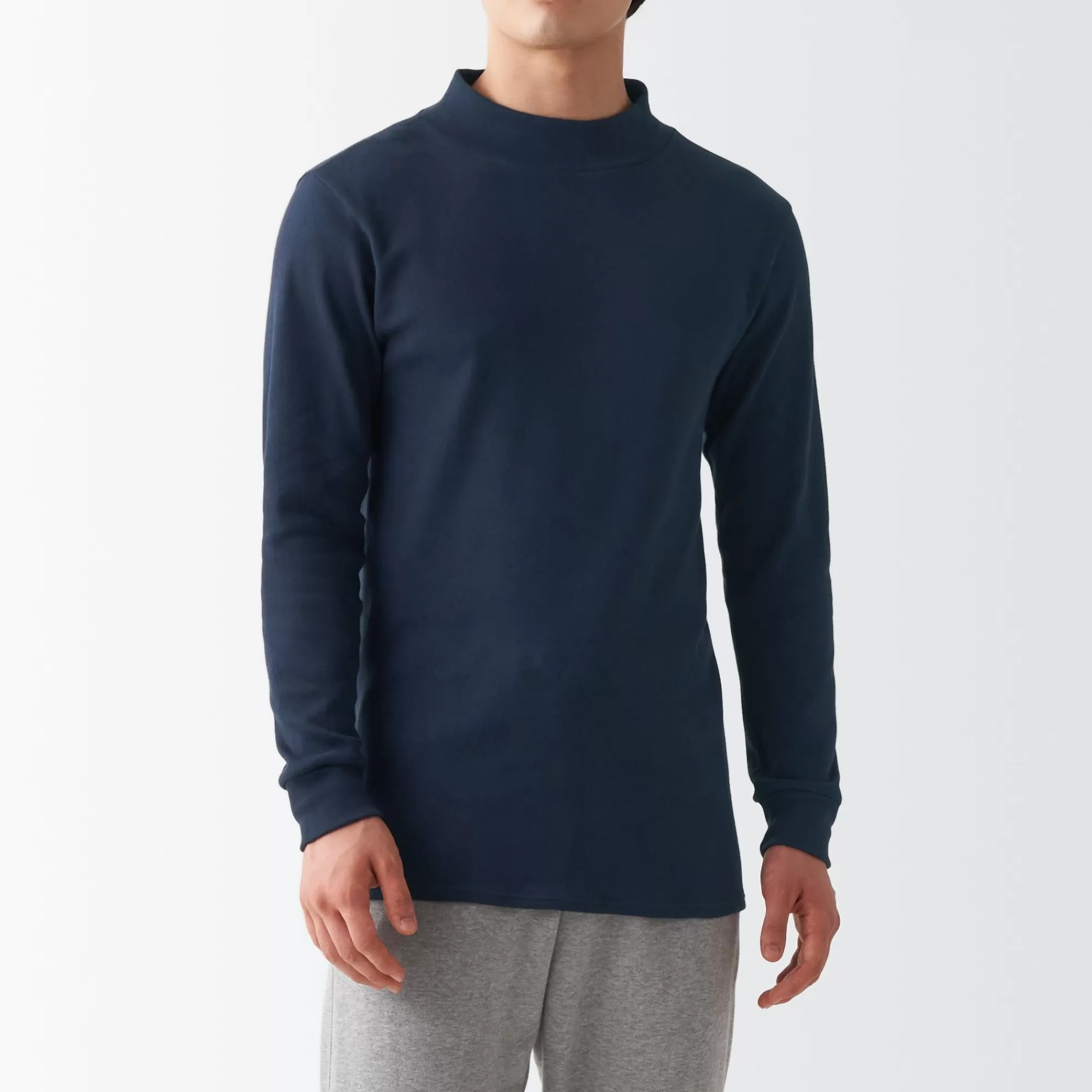 MUJI Men'S Warm Mock Neck Long Sleeve T-Shirt Shop