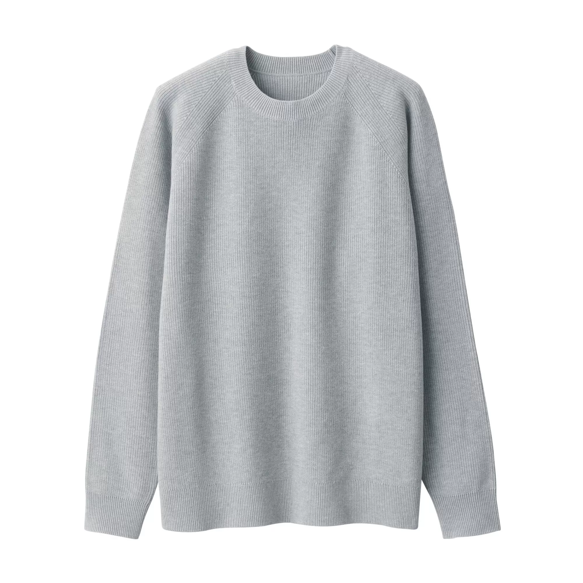 MUJI Men'S Washable Ribbed Crew Neck Sweater Outlet