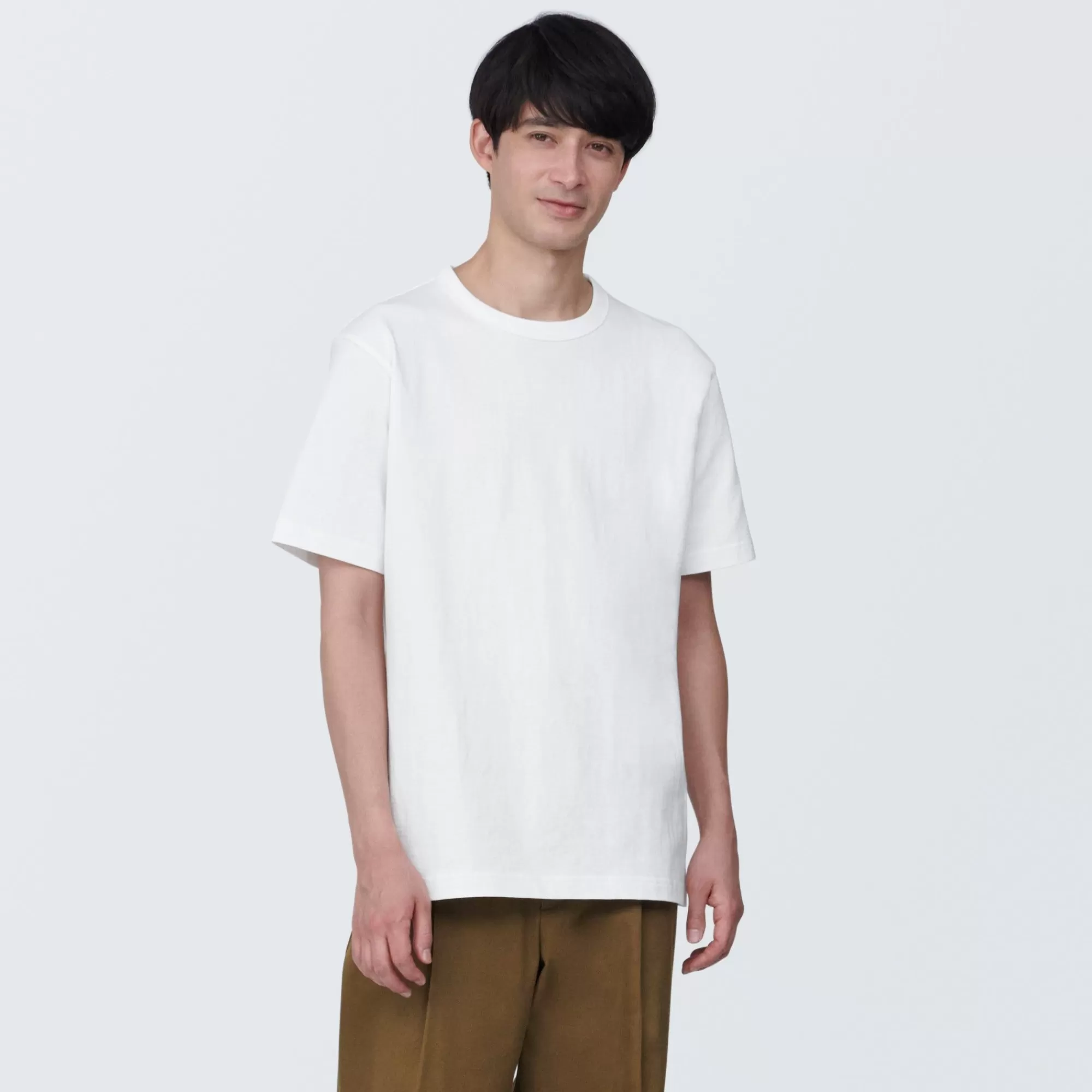 MUJI Men'S Washed Heavy Weight Crew Neck Short Sleeve T-Shirt Clearance