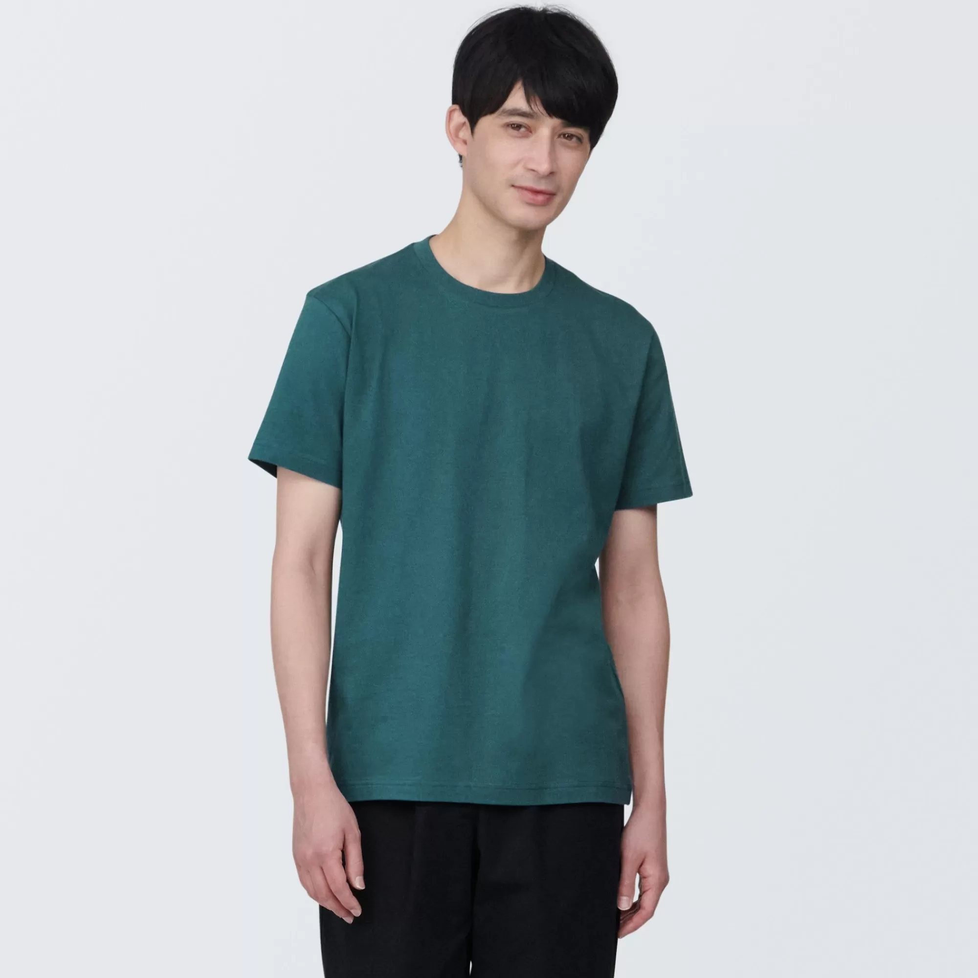 MUJI Men'S Washed Jersey Crew Neck Short Sleeve T-Shirt Store