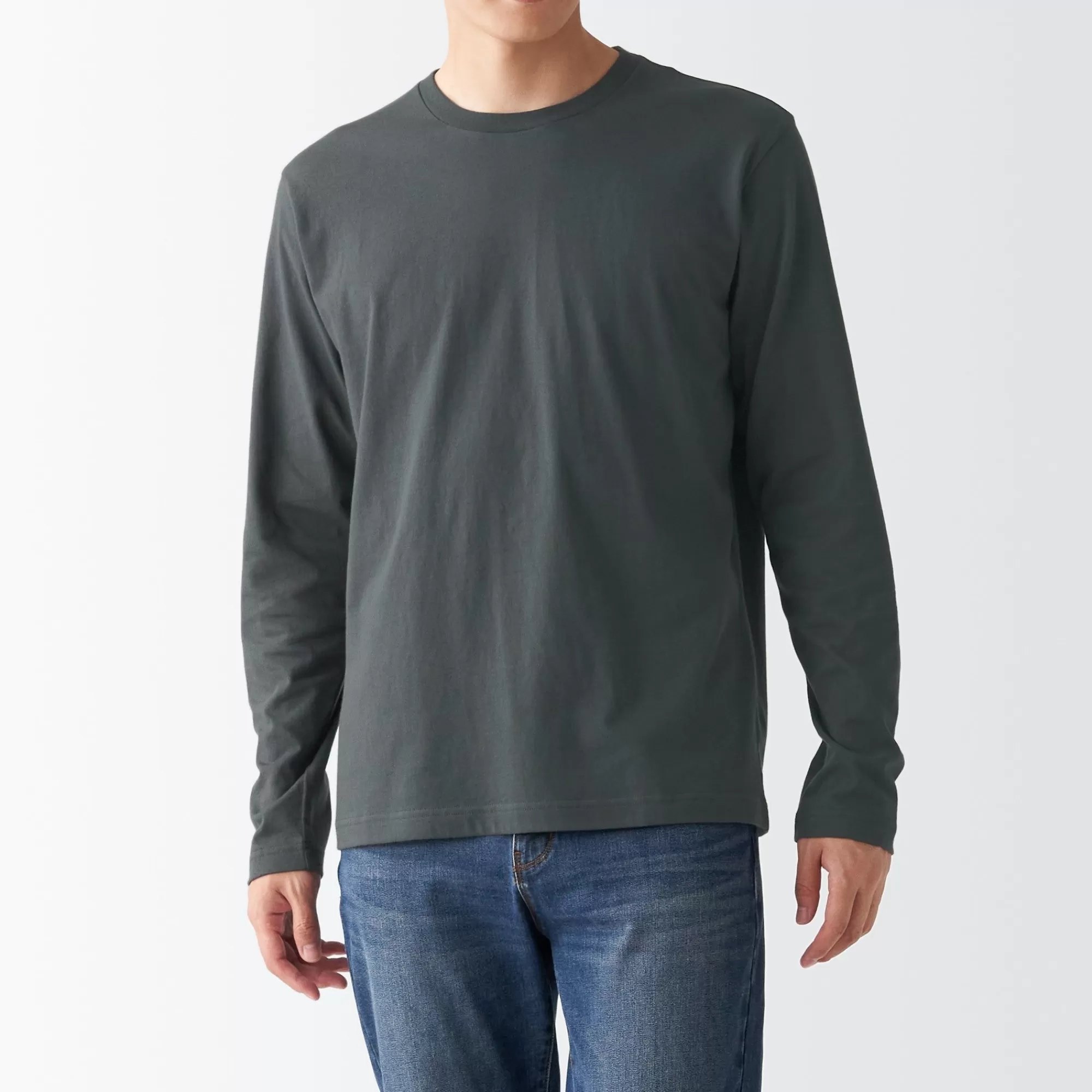 MUJI Men'S Washed Jersey Long Sleeves Crew Neck T-Shirt Online