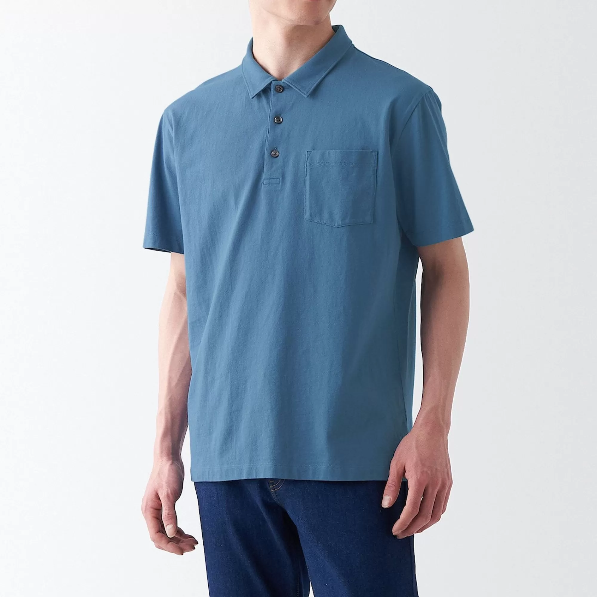 MUJI Men'S Washed Jersey Polo Shirt Shop