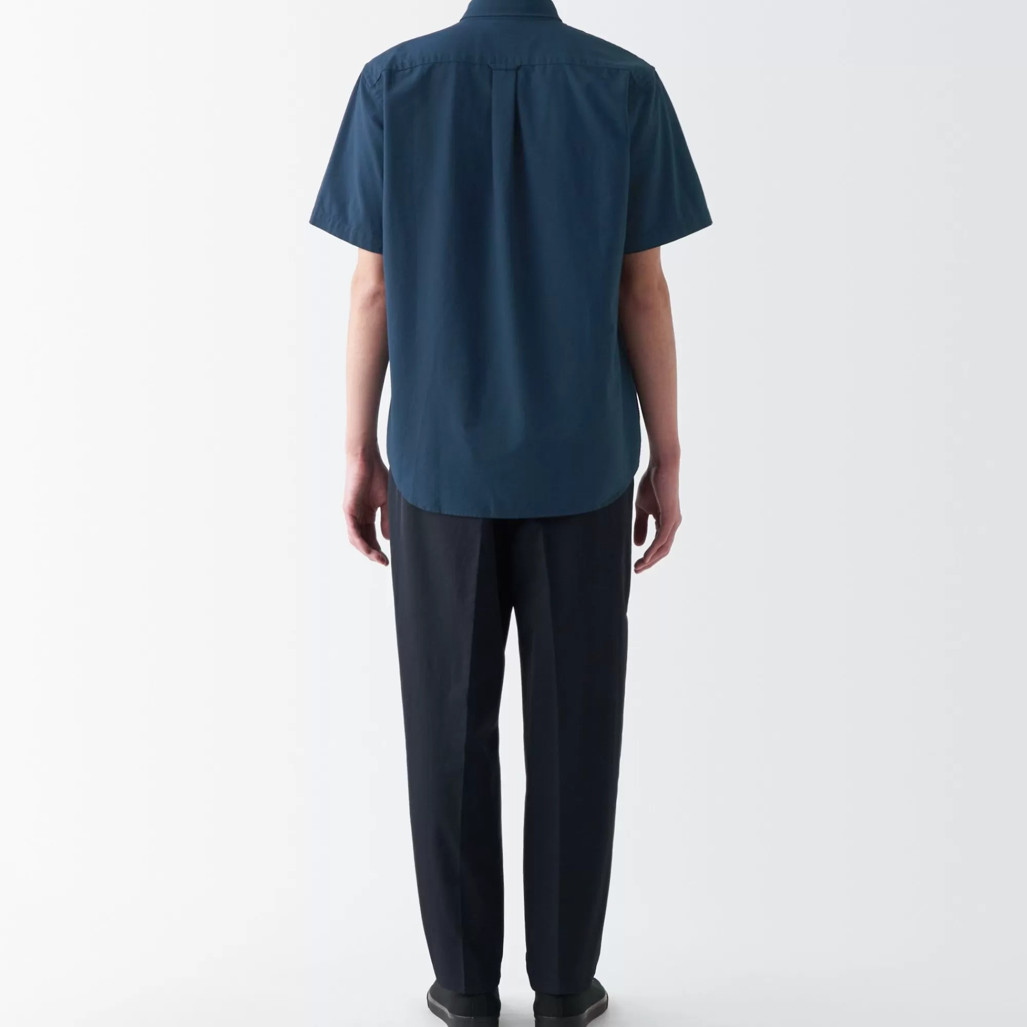 MUJI Men'S Washed Oxford Button Down Short Sleeve Shirt Clearance