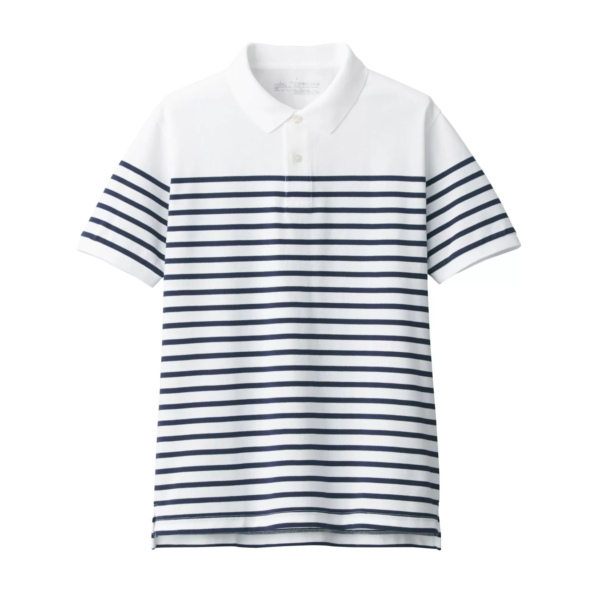 MUJI Men'S Washed Pique Polo Shirt Stripe Cheap