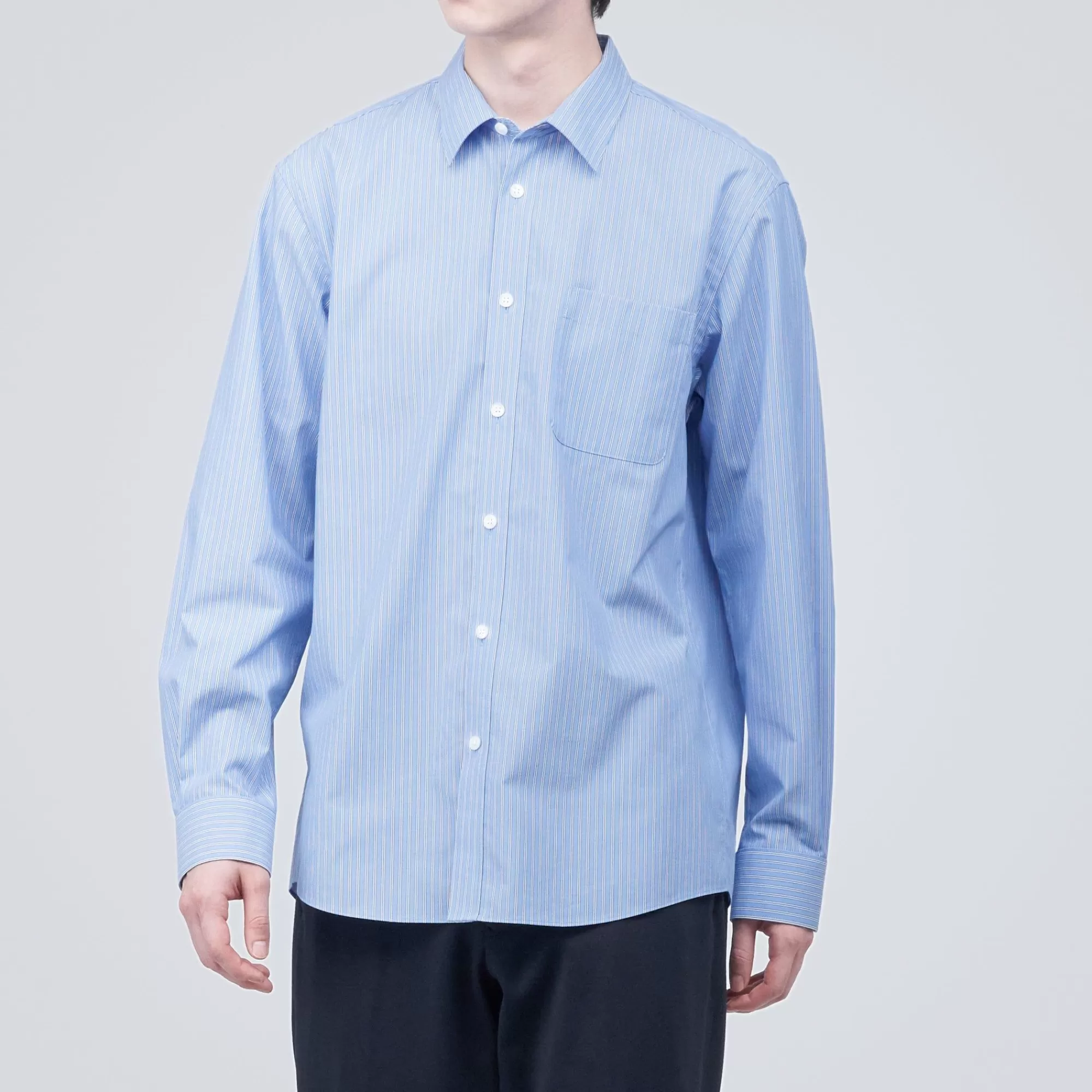 MUJI Men'S Wrinkle-Resistant Long Sleeve Shirt Flash Sale