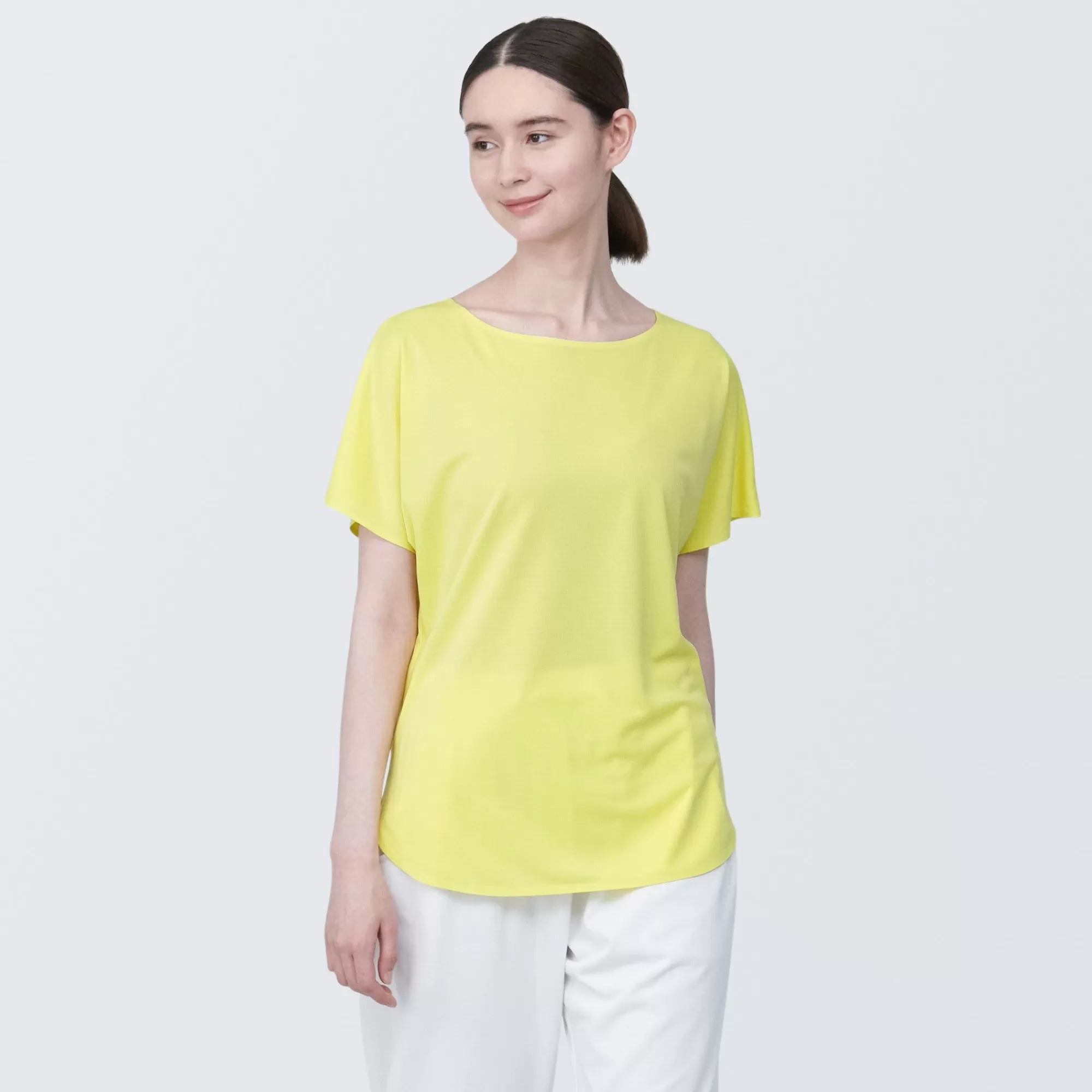 MUJI Women'S Cool Touch Boat Neck Short Sleeve T-Shirt Best