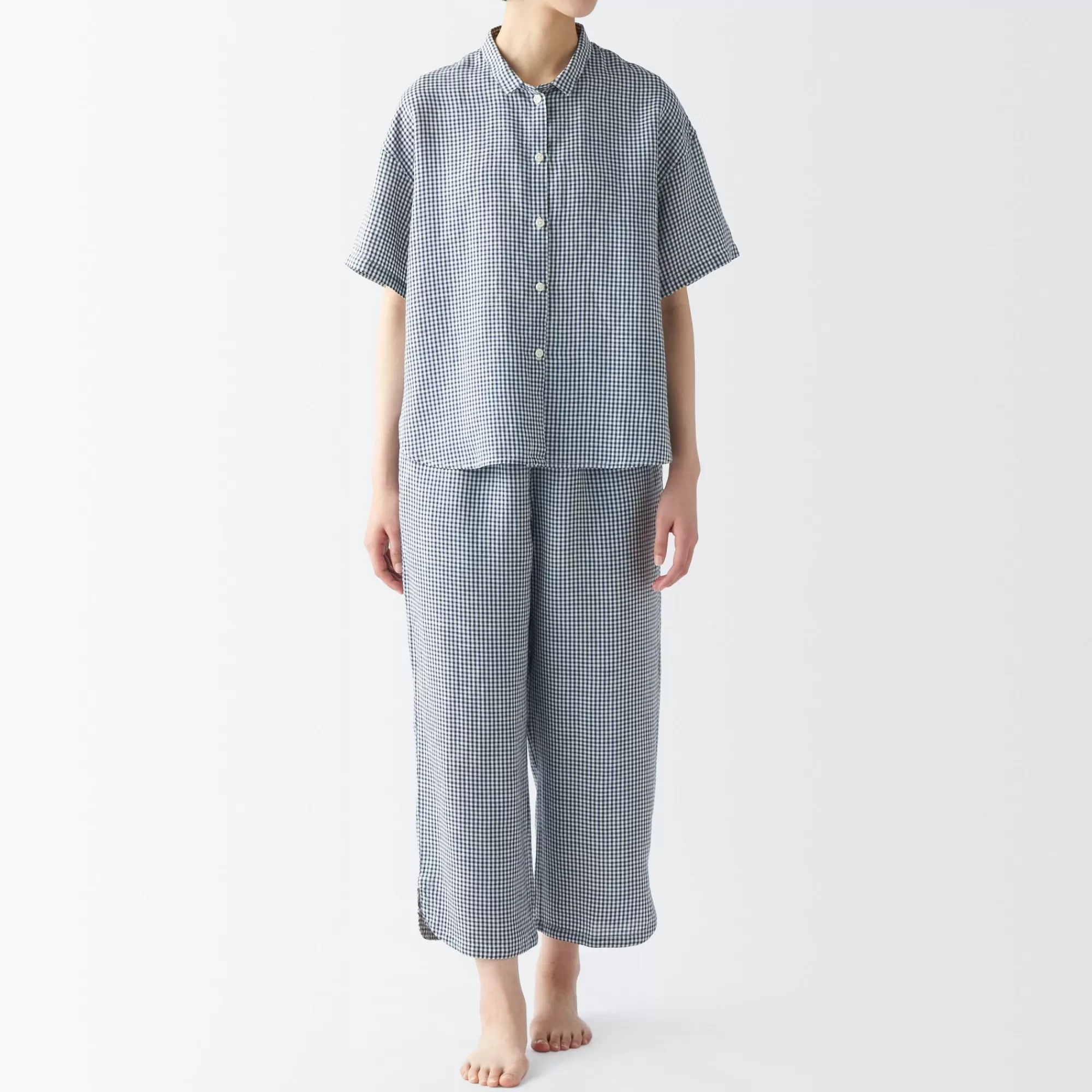 MUJI Women'S Cool Touch Lyocell Linen Short Sleeve Pajamas Best Sale