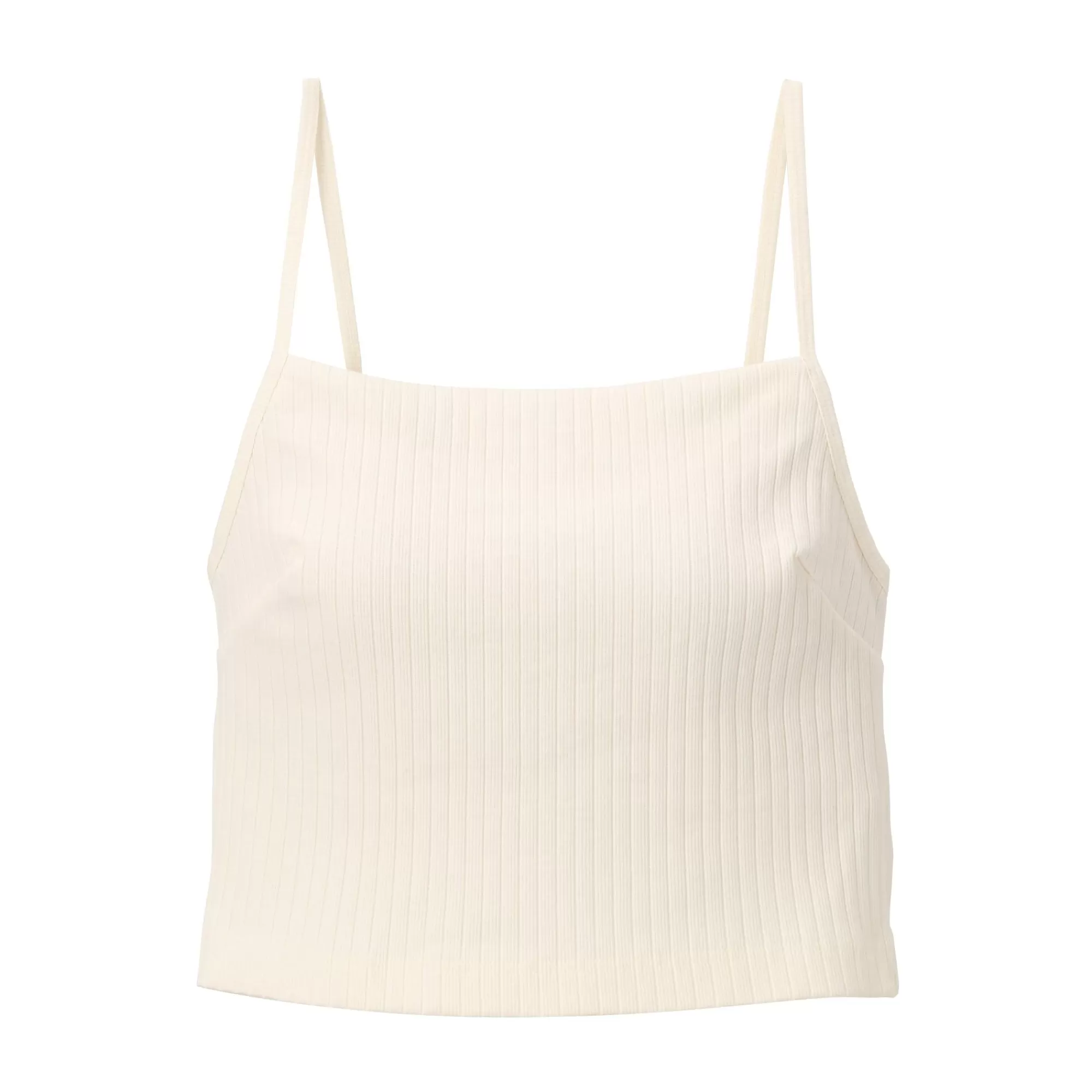 MUJI Women'S Cotton Stretch Ribbed Short Camisole With Bra New