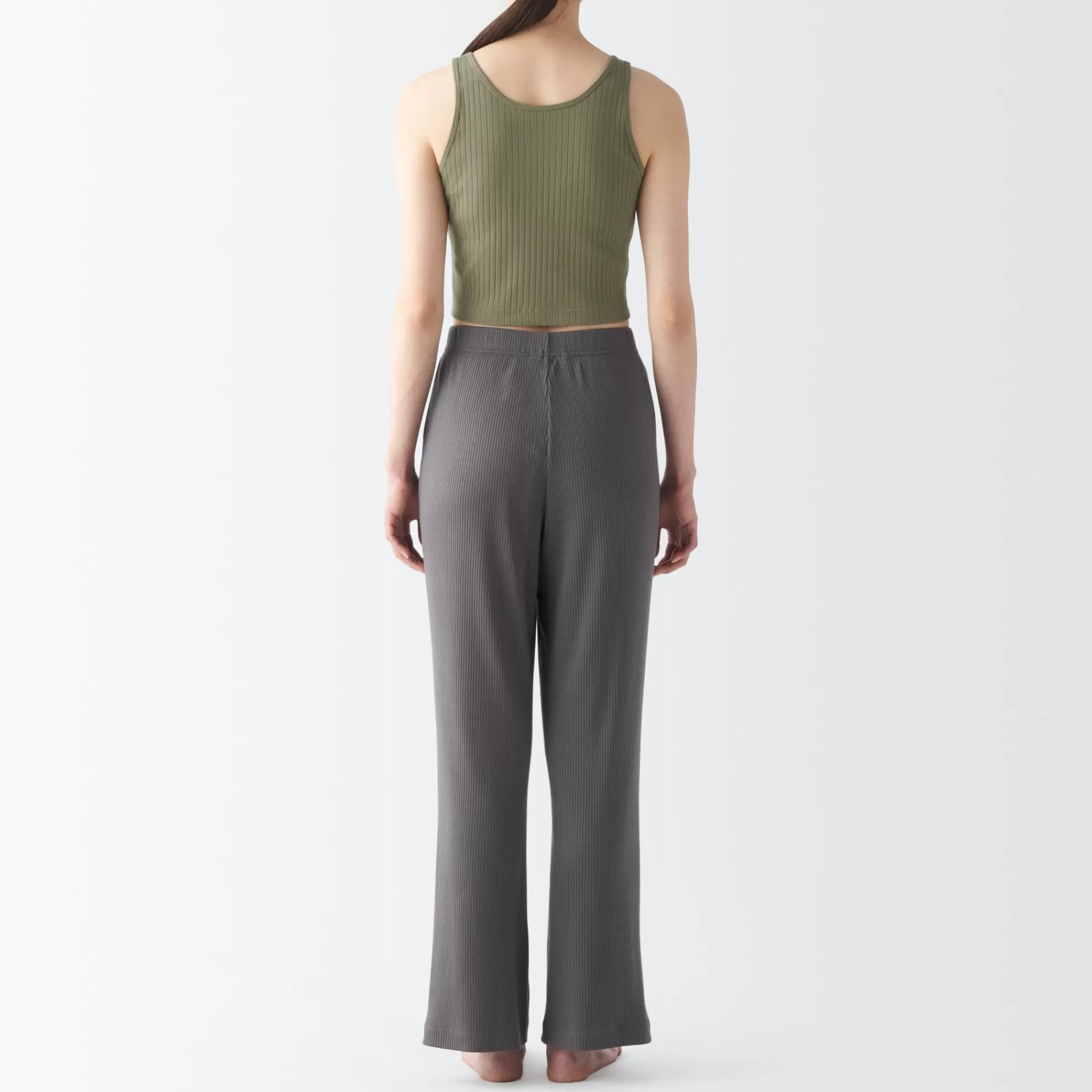 MUJI Women'S Cotton Stretch Ribbed Short Tank Top With Bra Hot
