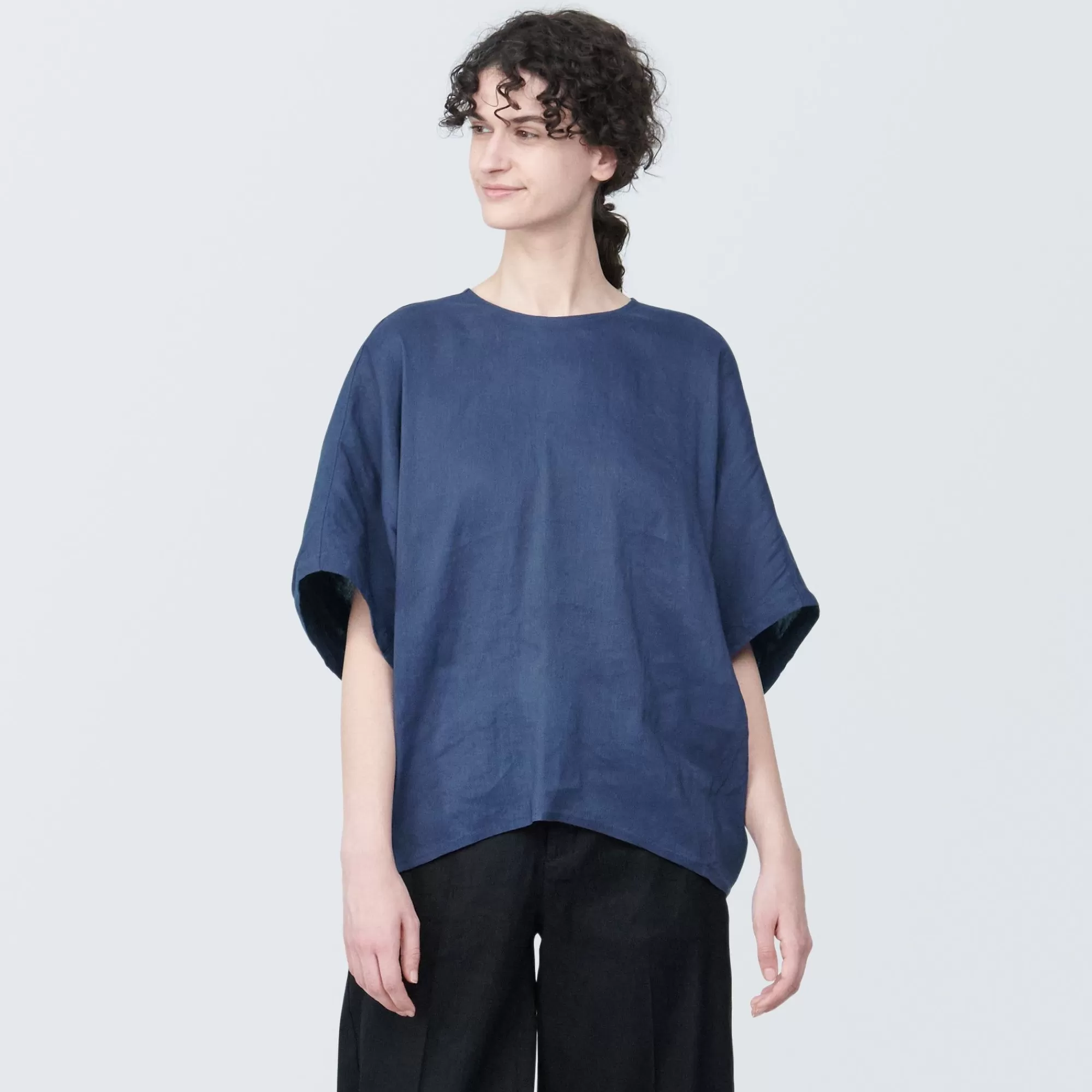 MUJI Women'S Hemp And Rayon Short Sleeve Blouse Cheap