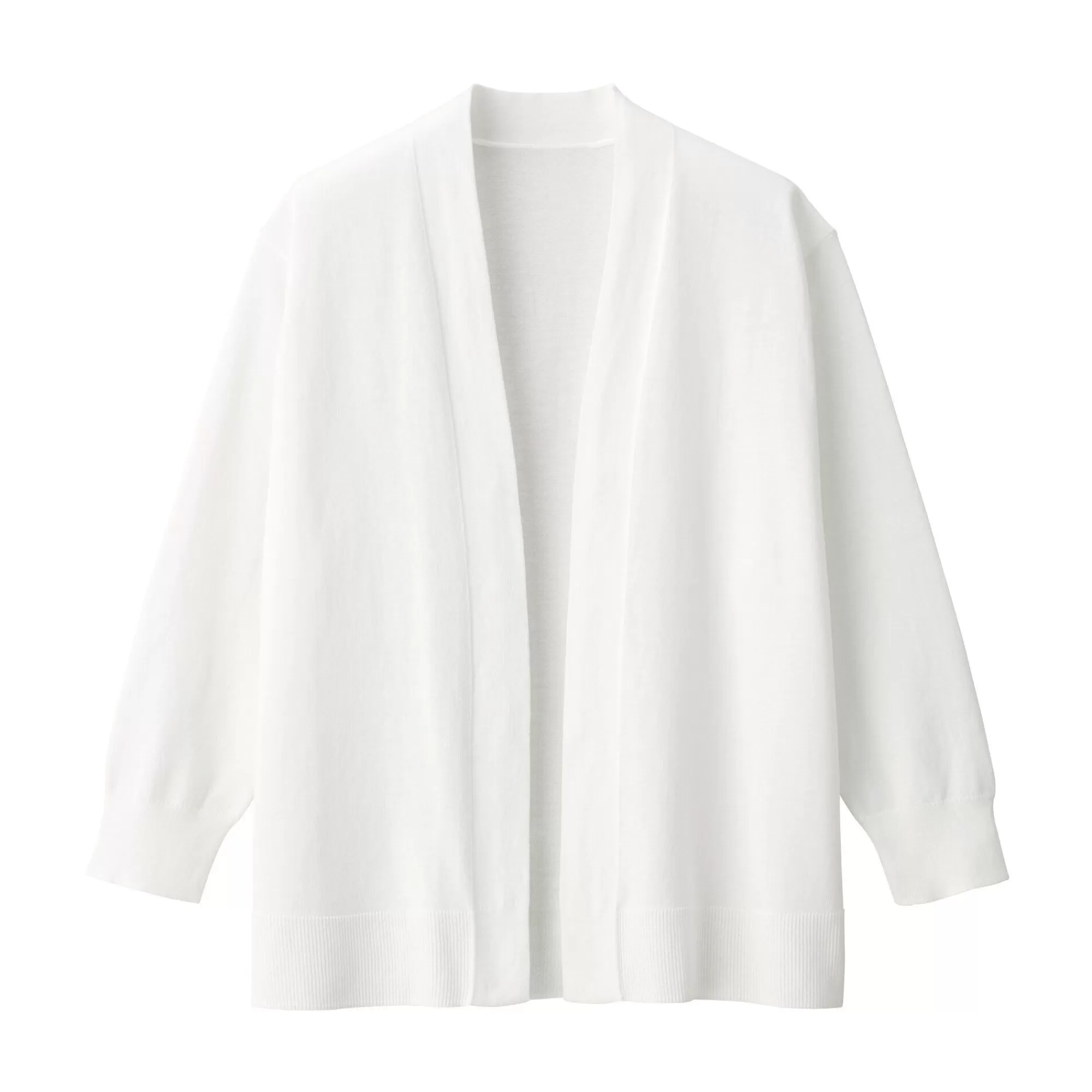 MUJI Women'S High-Twist Short 3/4 Sleeve Cardigan New