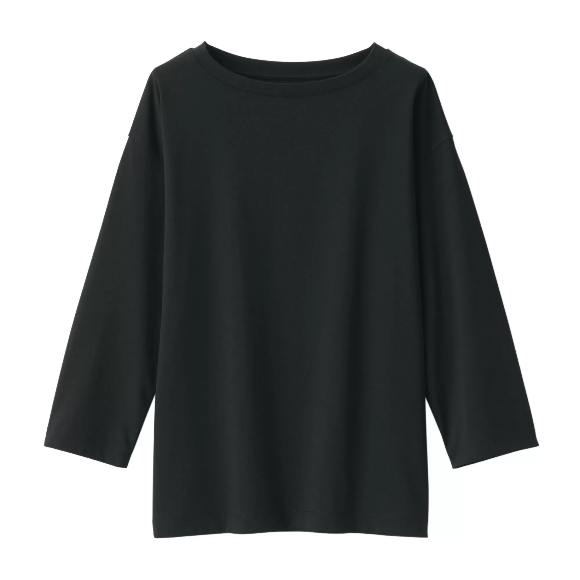 MUJI Women'S Jersey Boat Neck 3/4 Sleeve T-Shirt Shop