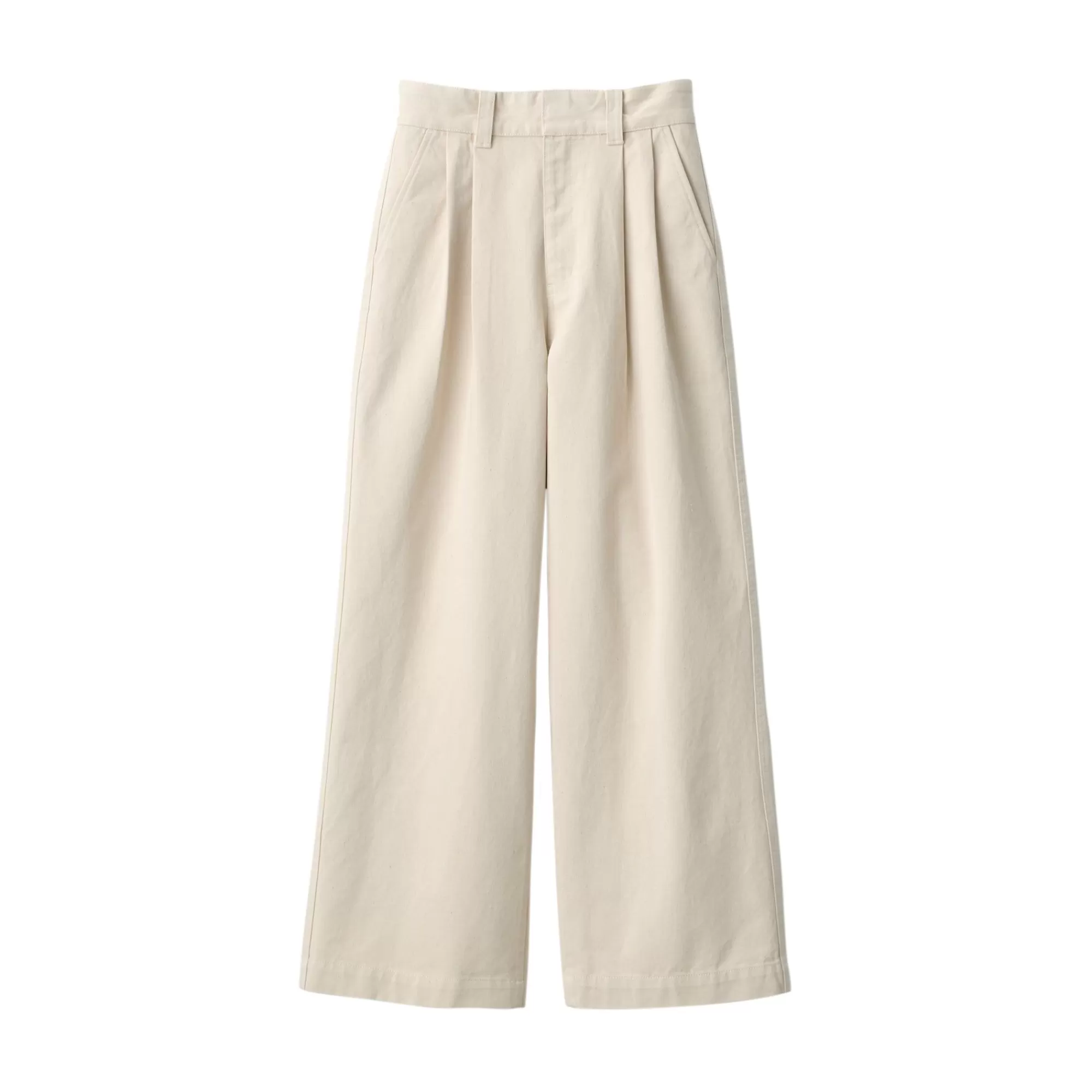 MUJI Women'S Kapok Blend Tucked Pants Clearance