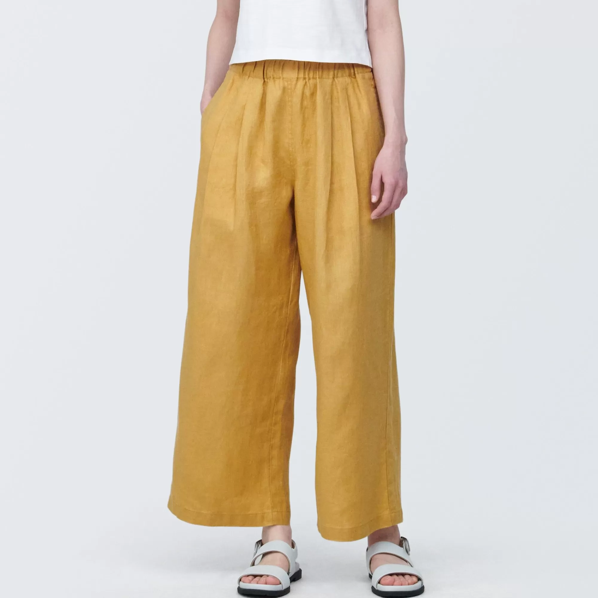 MUJI Women'S Linen Easy Wide Pants Flash Sale