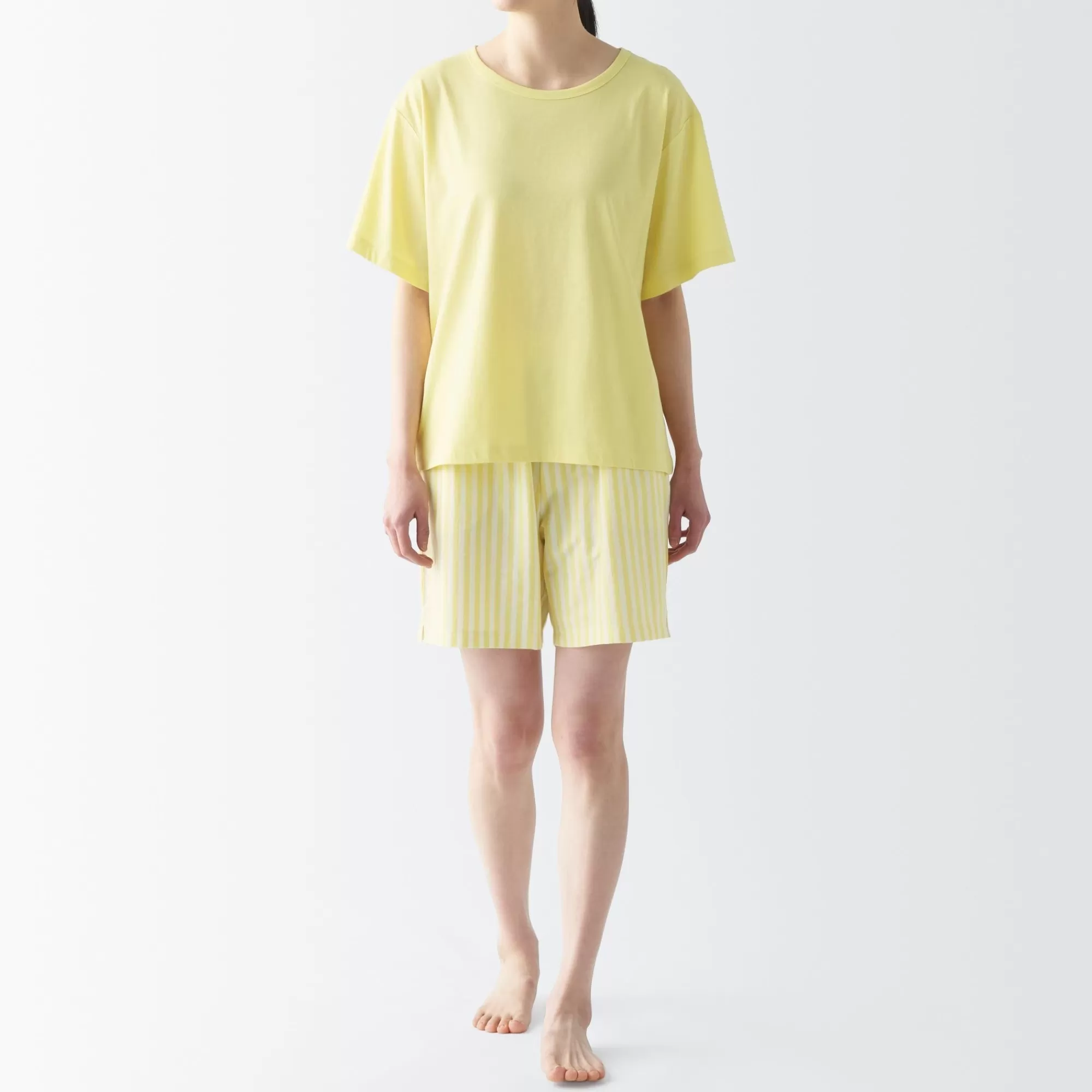 MUJI Women'S Moisture-Wicking Cotton Short Sleeve Loungewear Set Outlet