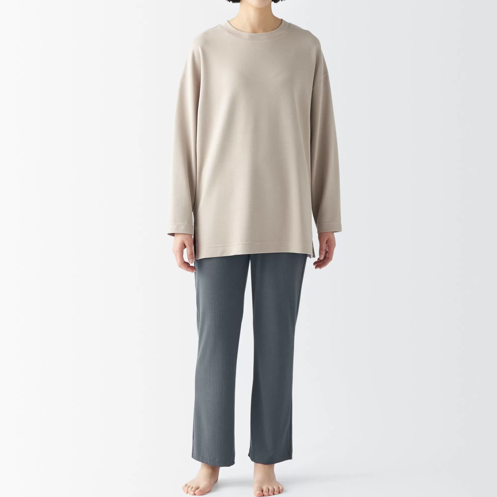 MUJI Women'S Rayon Blend Ribbed Tunic Loungewear Set Discount