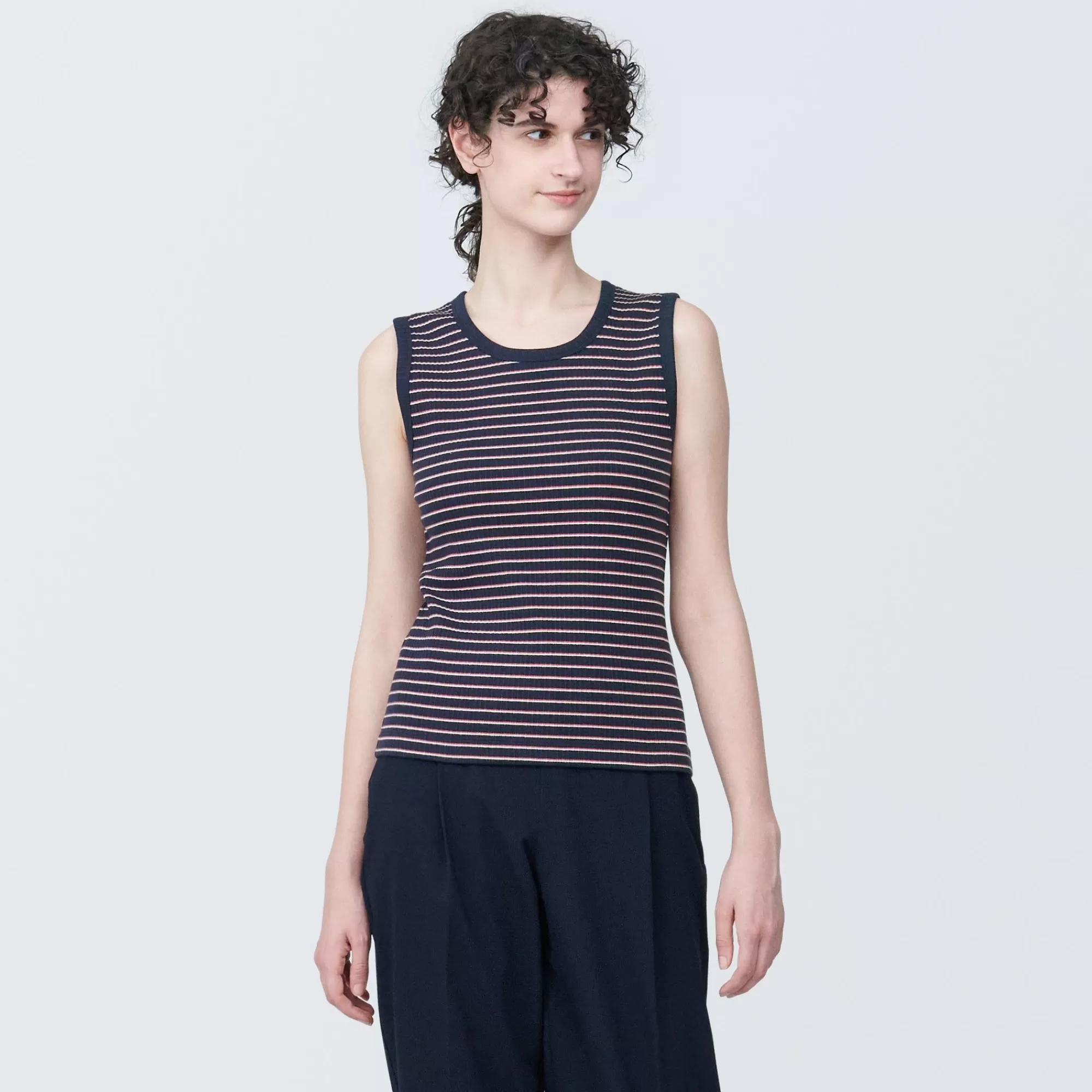 MUJI Women'S Ribbed Striped Tank Top Cheap