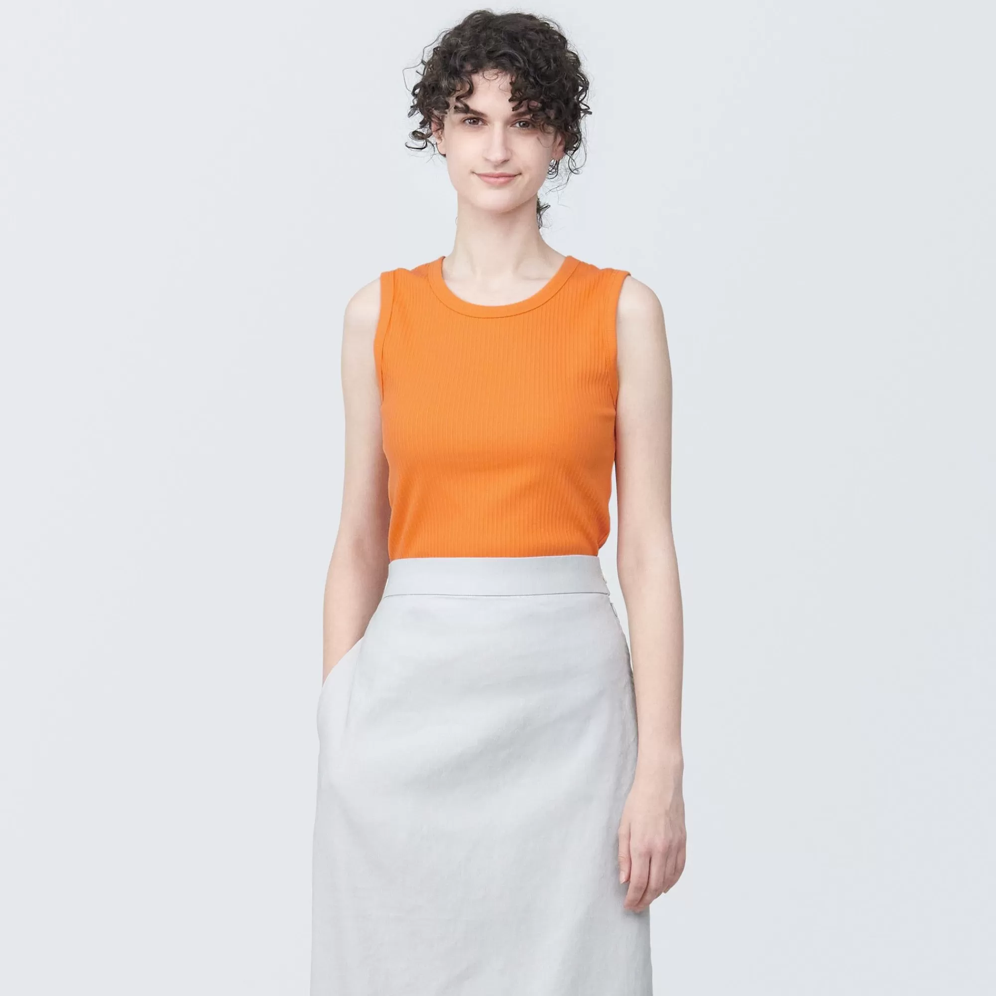 MUJI Women'S Ribbed Tank Top Flash Sale