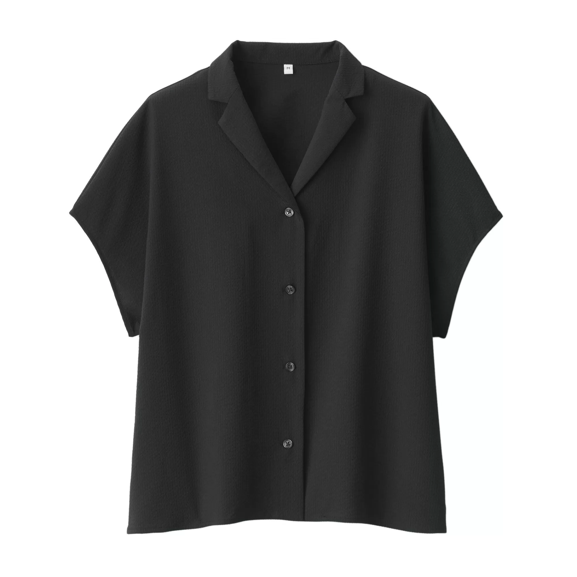 MUJI Women'S Seersucker Open Collar Short Sleeve Shirt Clearance