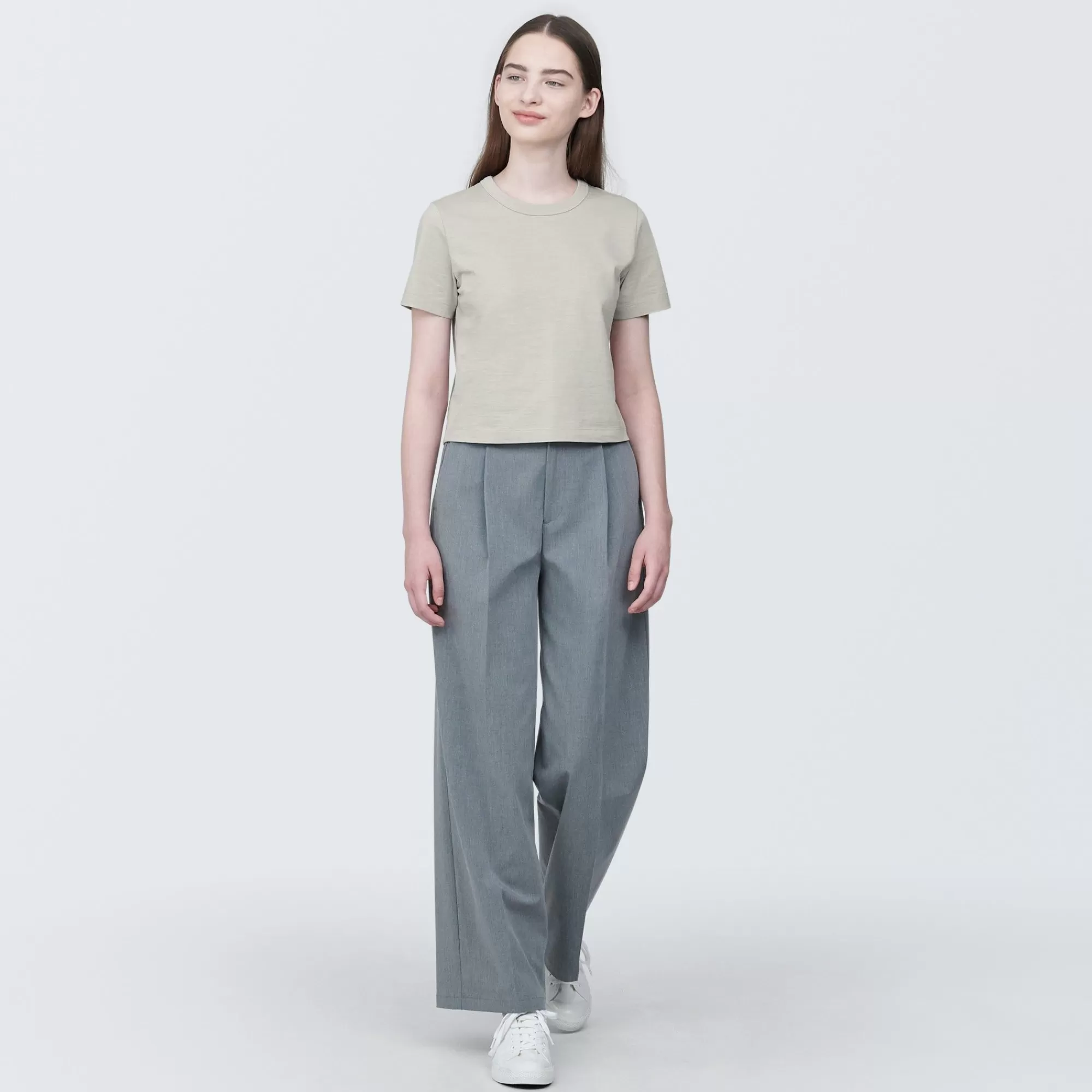 MUJI Women'S Slub Yarn Short Length Short Sleeve T-Shirt Best