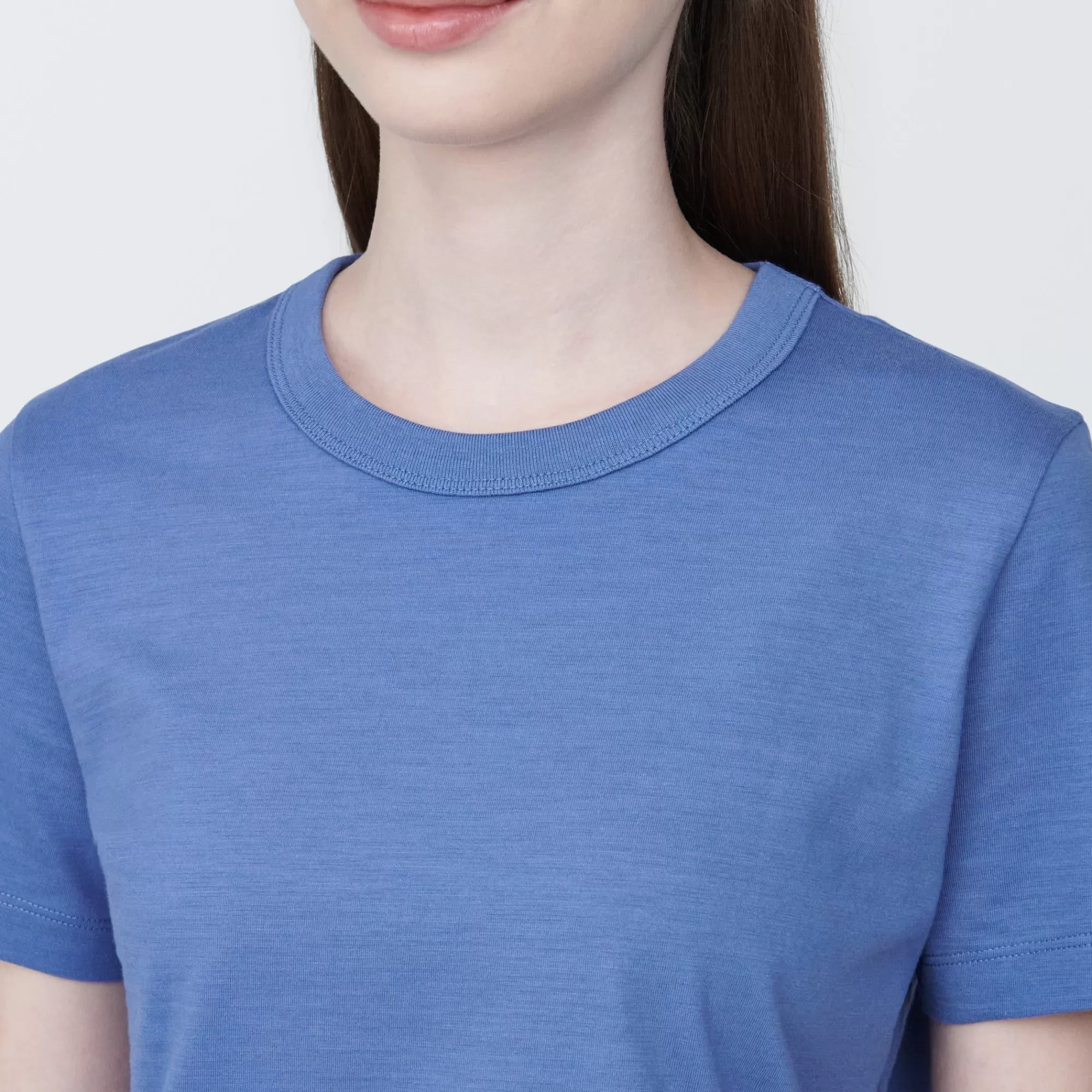 MUJI Women'S Slub Yarn Short Length Short Sleeve T-Shirt Best