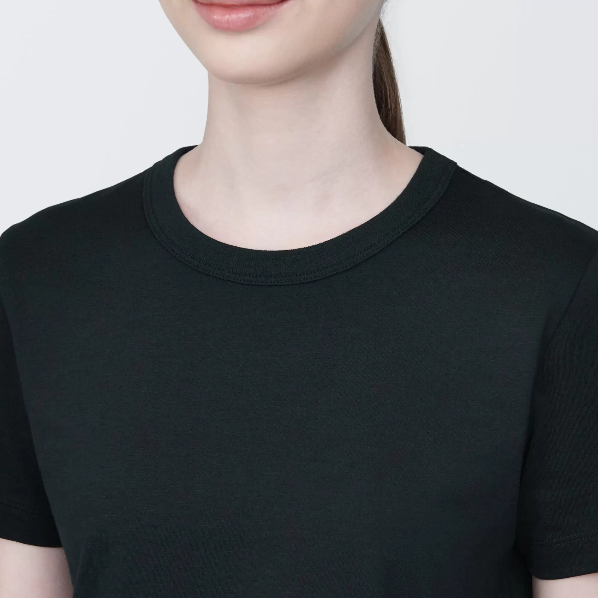 MUJI Women'S Slub Yarn Short Length Short Sleeve T-Shirt Best