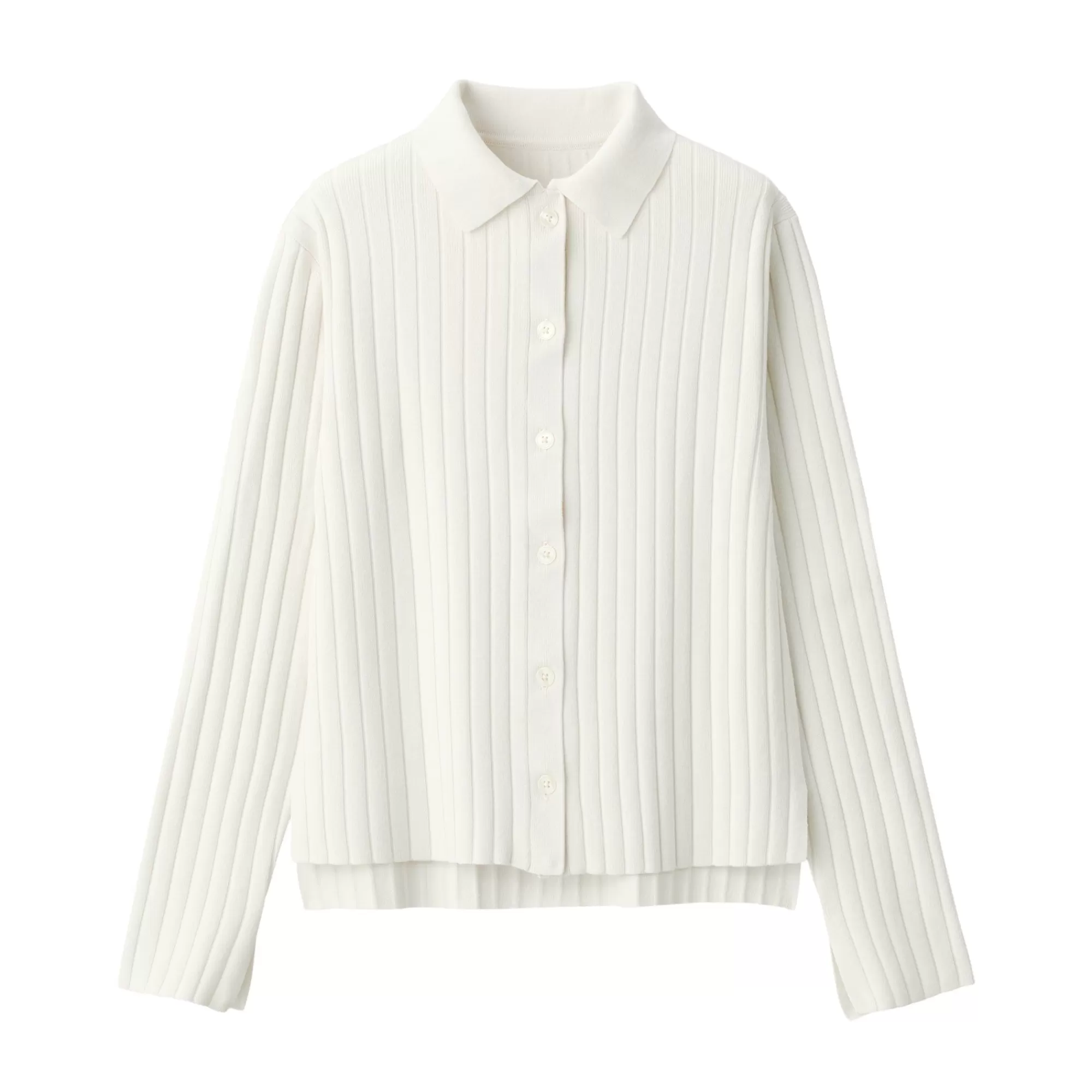 MUJI Women'S Soybean Fiber Ribbed Polo Shirt Cardigan New