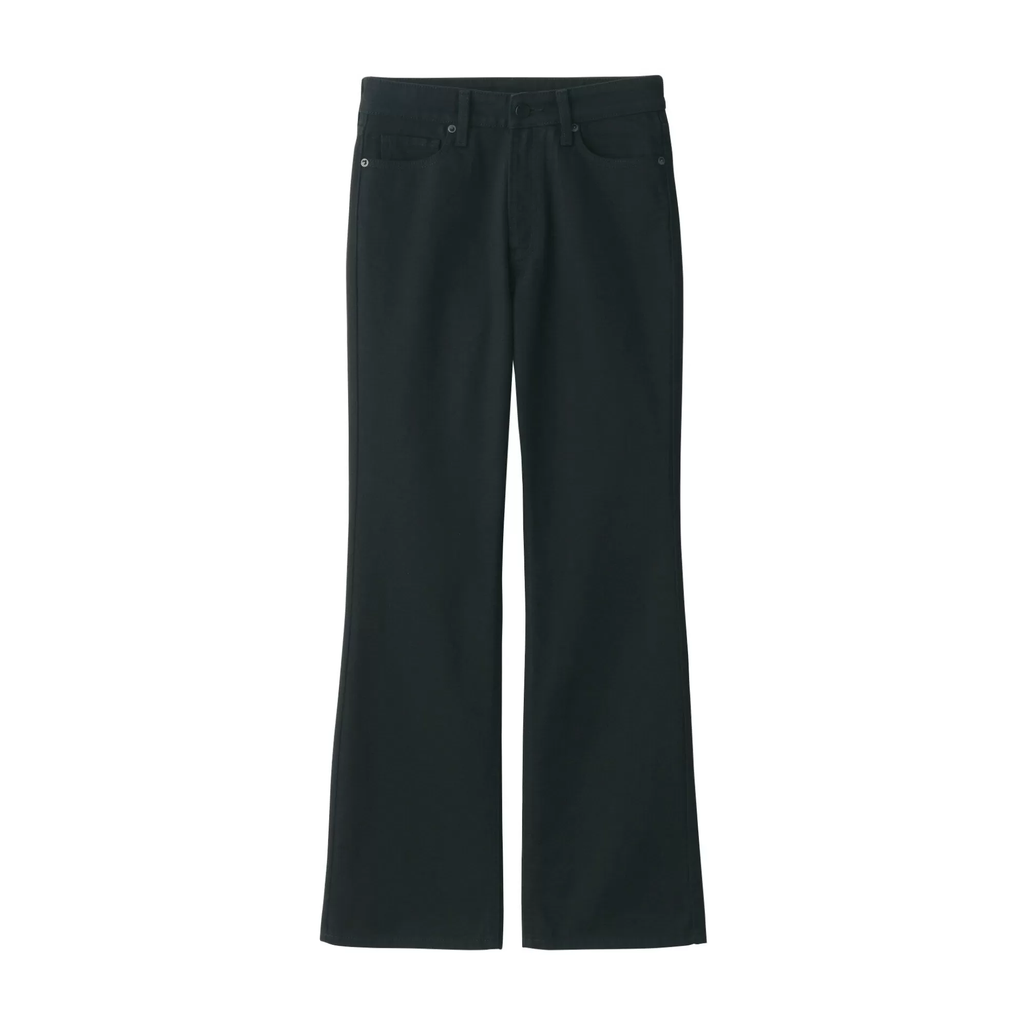 MUJI Women'S Stretch Denim Flared Pants (L 31Inch / 77Cm) Black Best