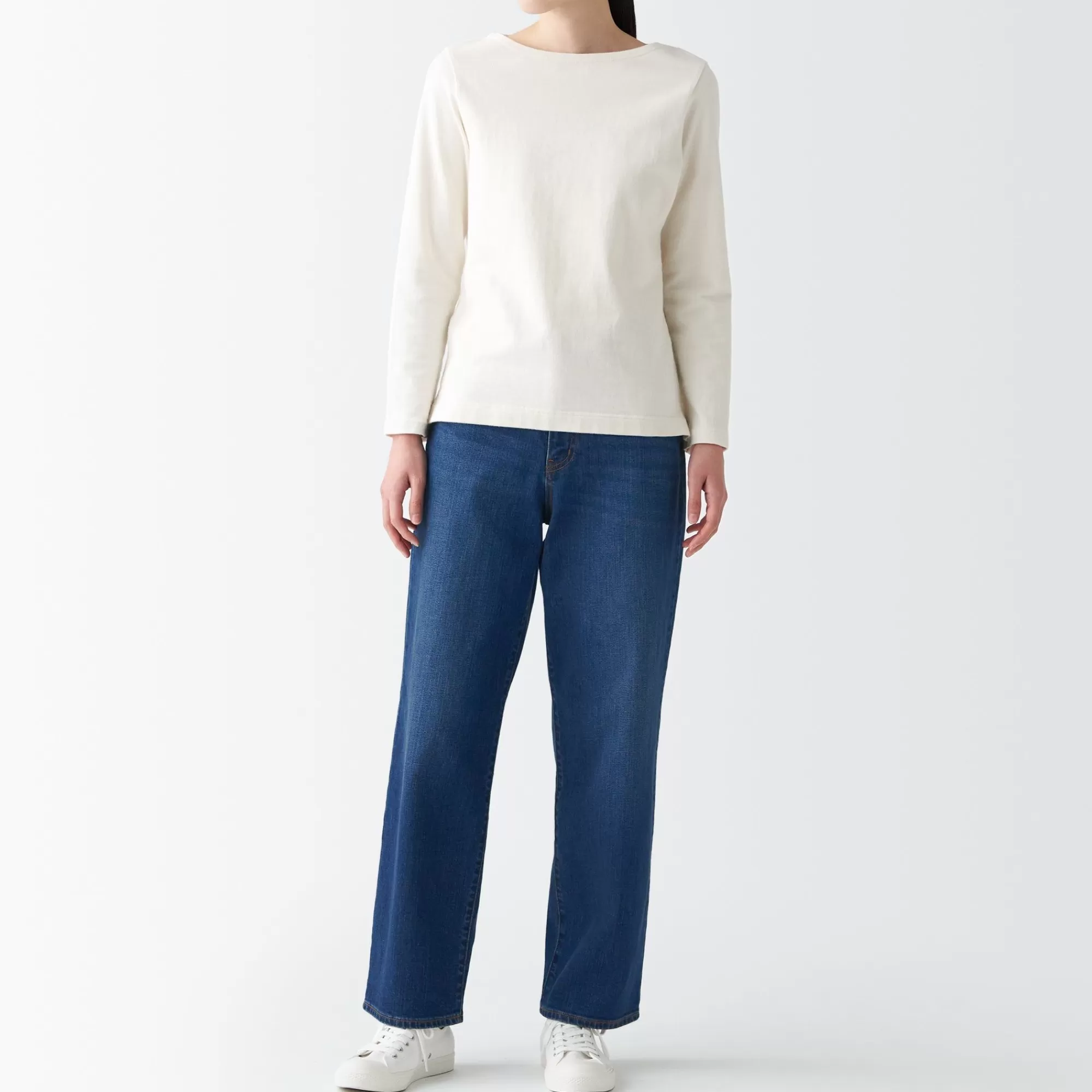 MUJI Women'S Stretch Denim Relaxed Wide Pants Discount