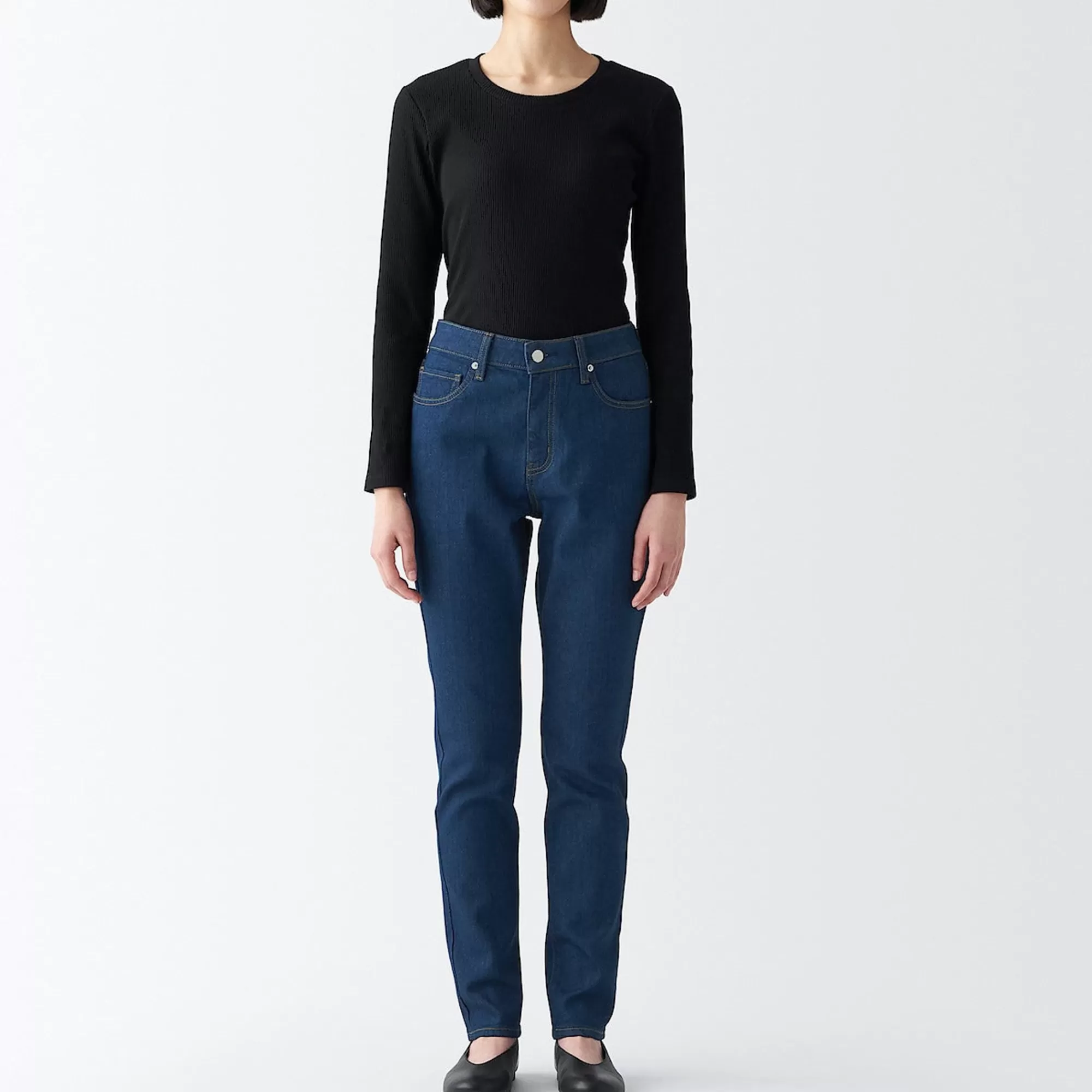 MUJI Women'S Stretch Denim Slim Pants (L 30Inch / 75Cm) Blue Outlet