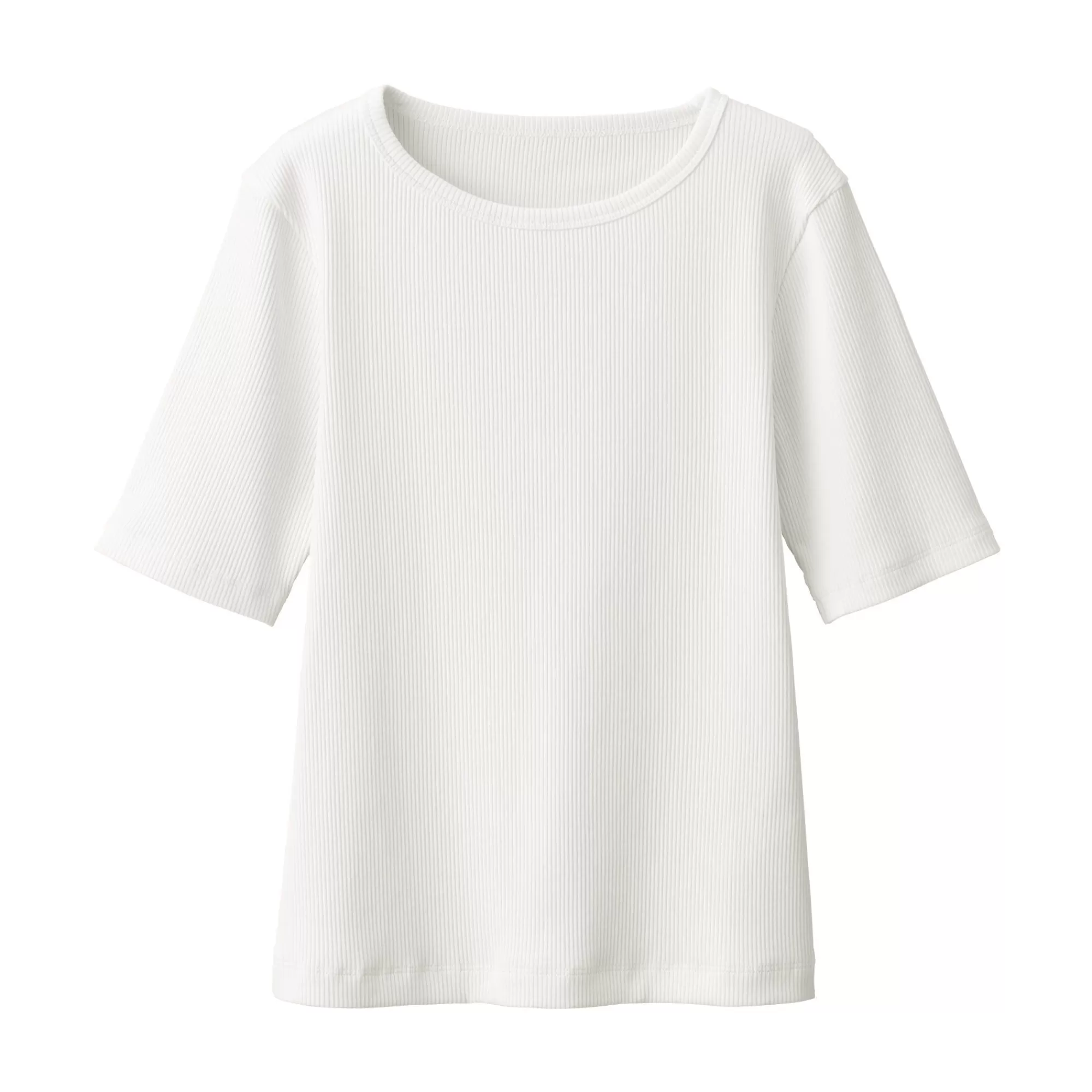 MUJI Women'S Stretch Ribbed Short Sleeve T-Shirt Clearance