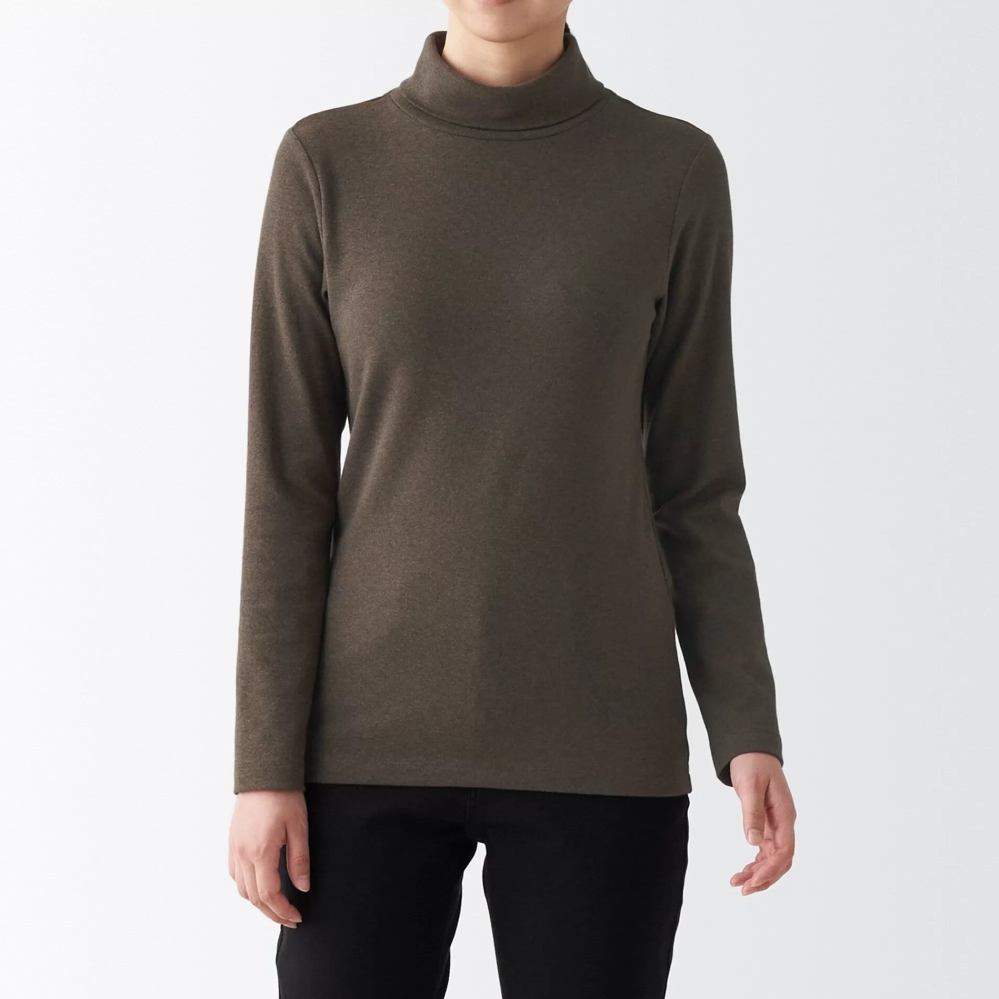 MUJI Women'S Stretch Ribbed Turtle Neck Long Sleeve T-Shirt Best Sale