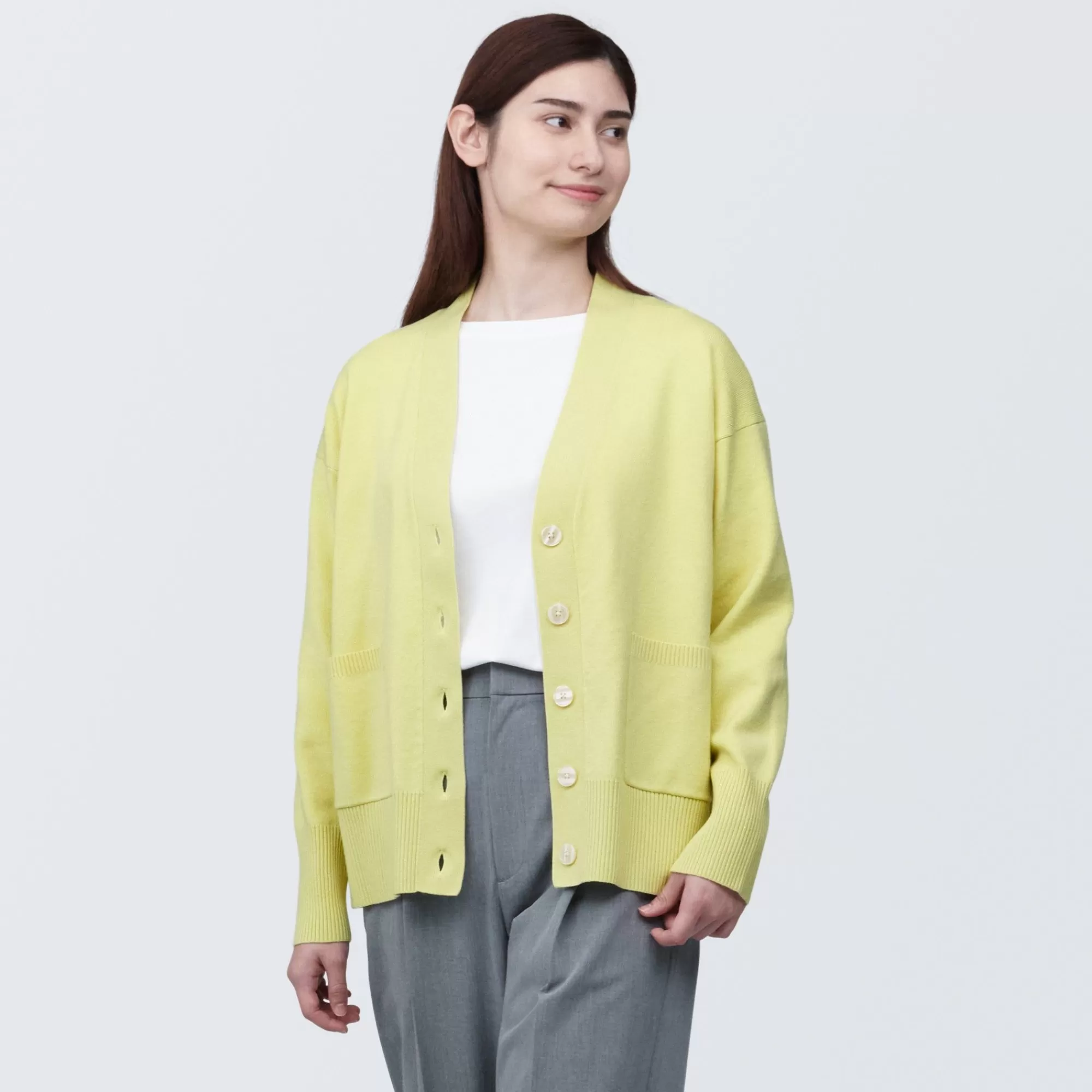 MUJI Women'S Washable Milano Rib Knit V-Neck Cardigan Online