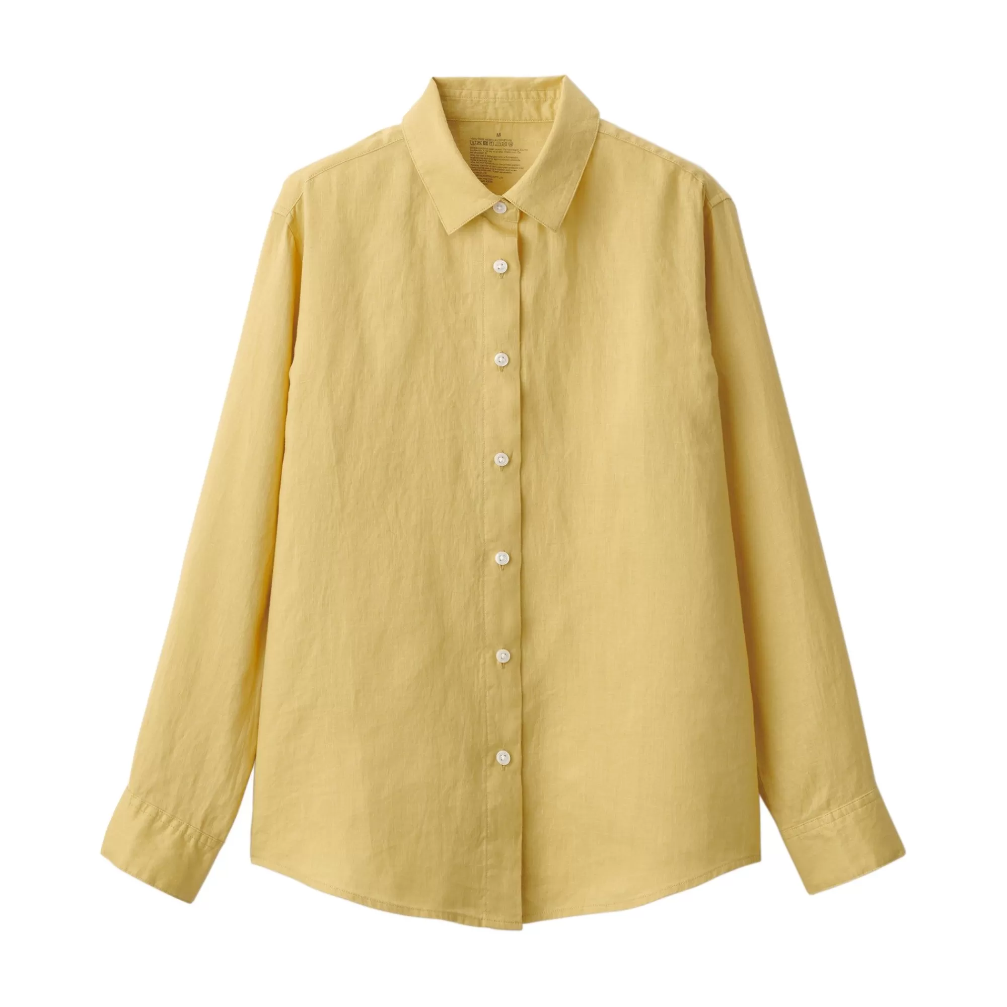 MUJI Women'S Washed Linen Regular Collar Long Sleeve Shirt Hot