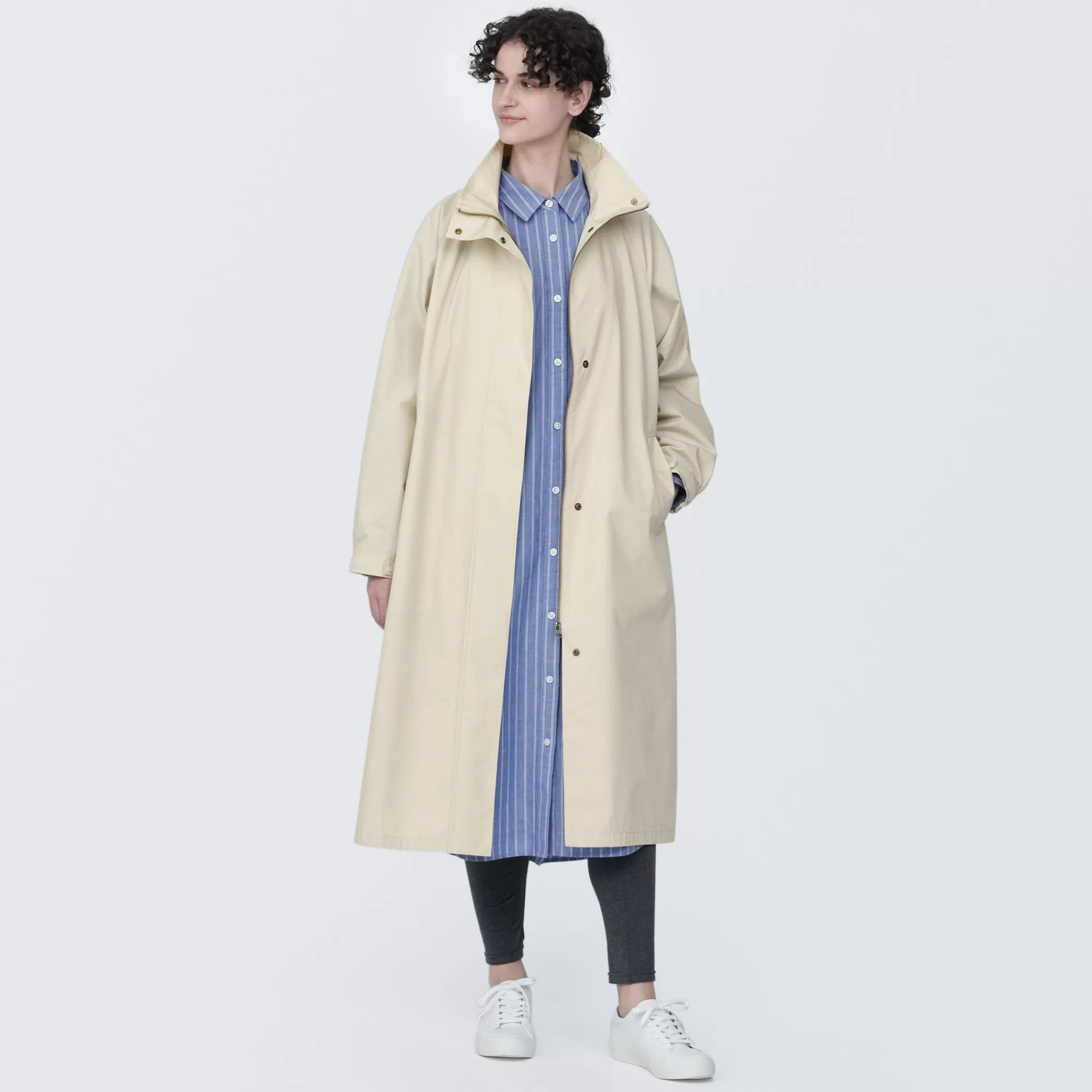 MUJI Women'S Water Repellent Stand Collar Coat Outlet