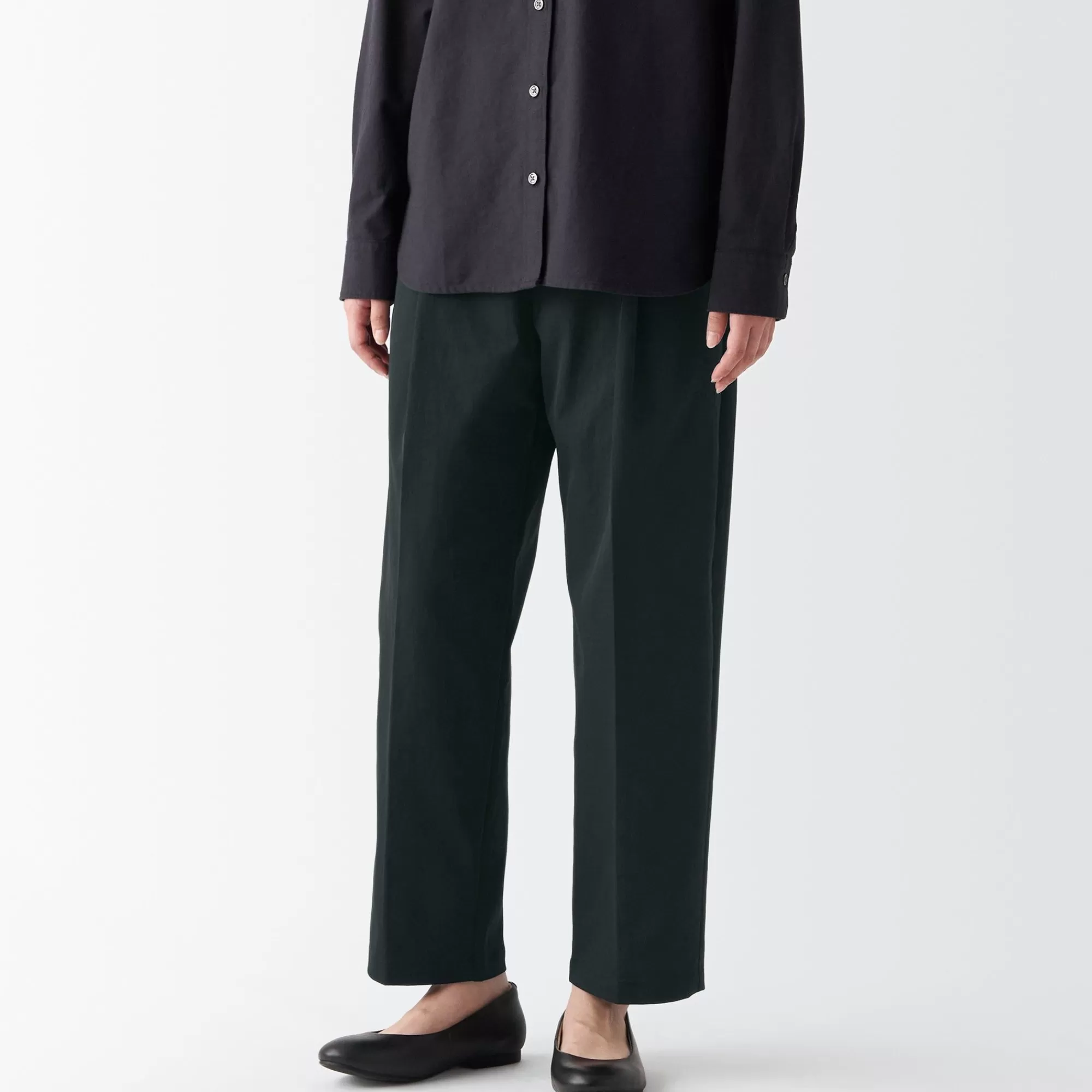 MUJI Women'S Water Repellent Stretch Tuck Wide Pants Best