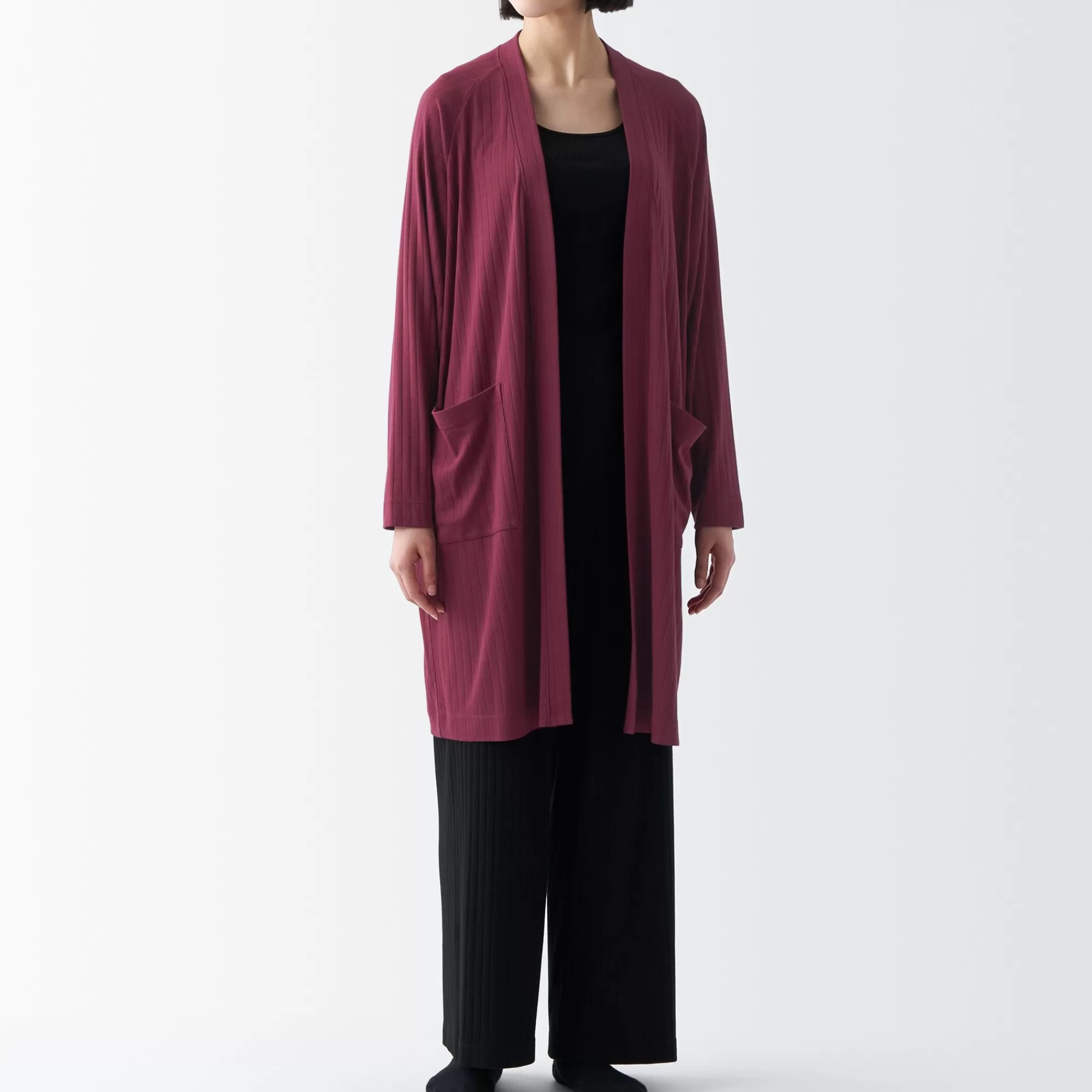 MUJI Women'S Wide Ribbed Long Cardigan Store