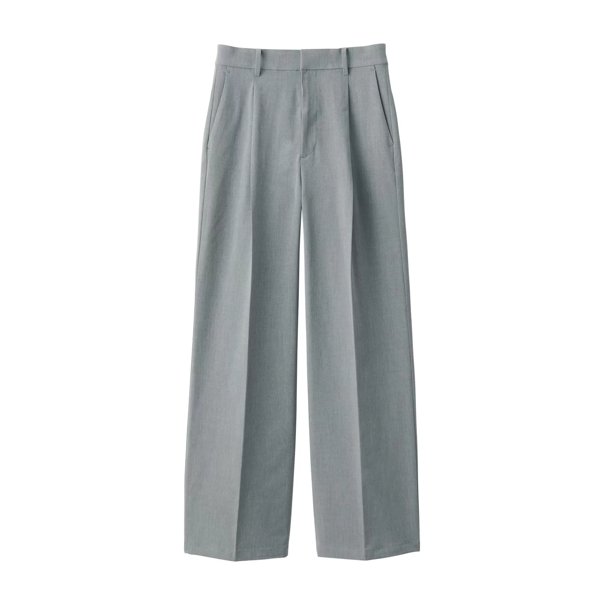 MUJI Women'S Wrinkle Resistant Pleated Straight Pants Best Sale