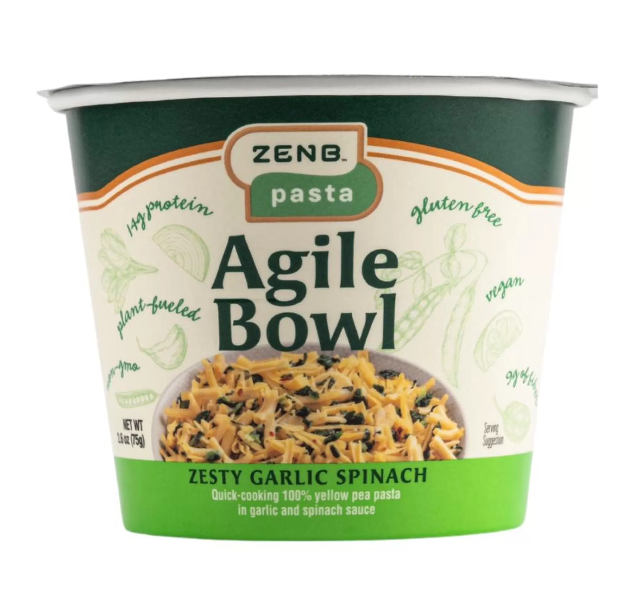 ZENB Zesty Garlic Spinach Agile Bowl New